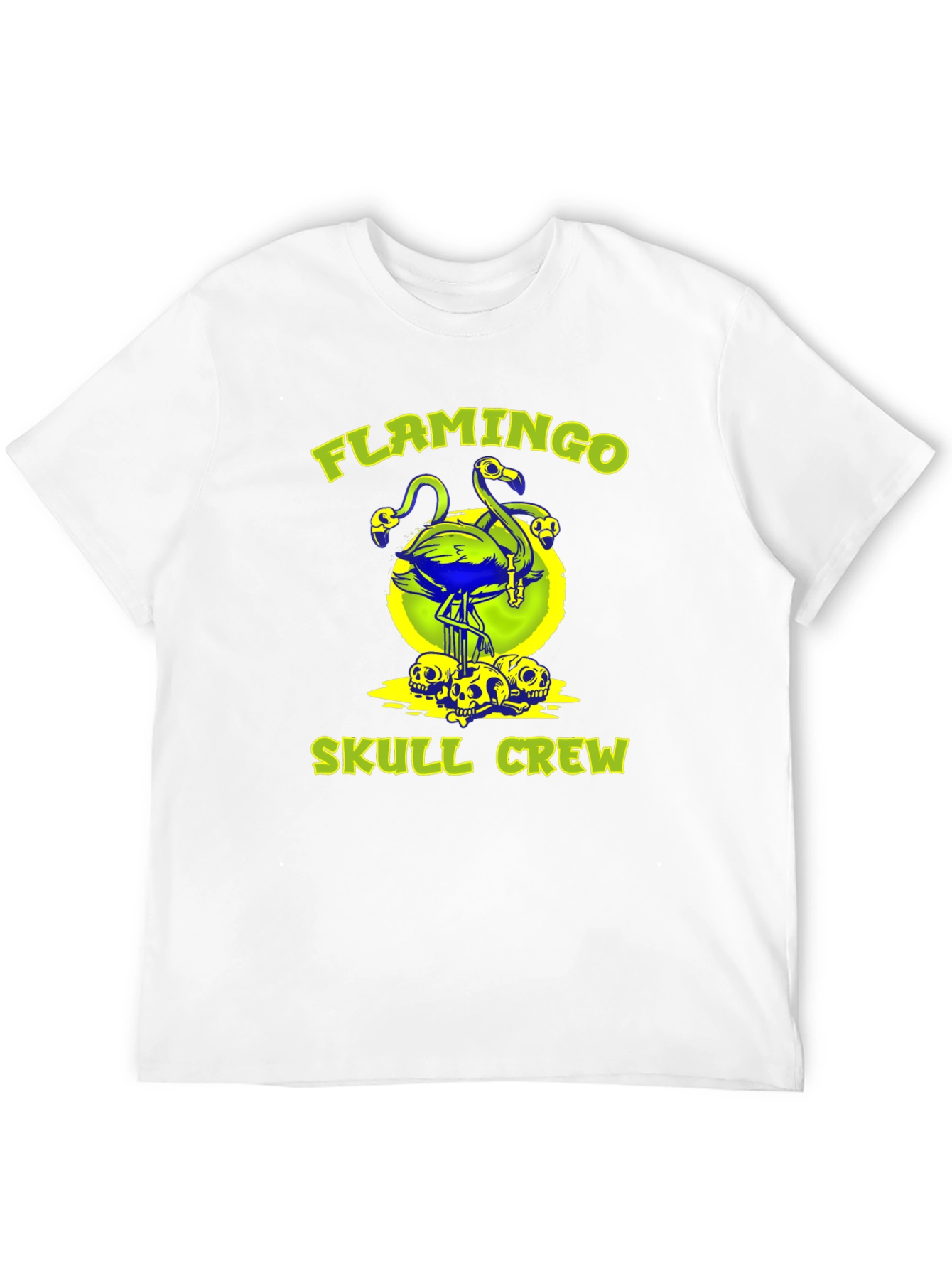 Black Flamingo Skull Crew Graphic Tee - Bold & Unique! view 12
