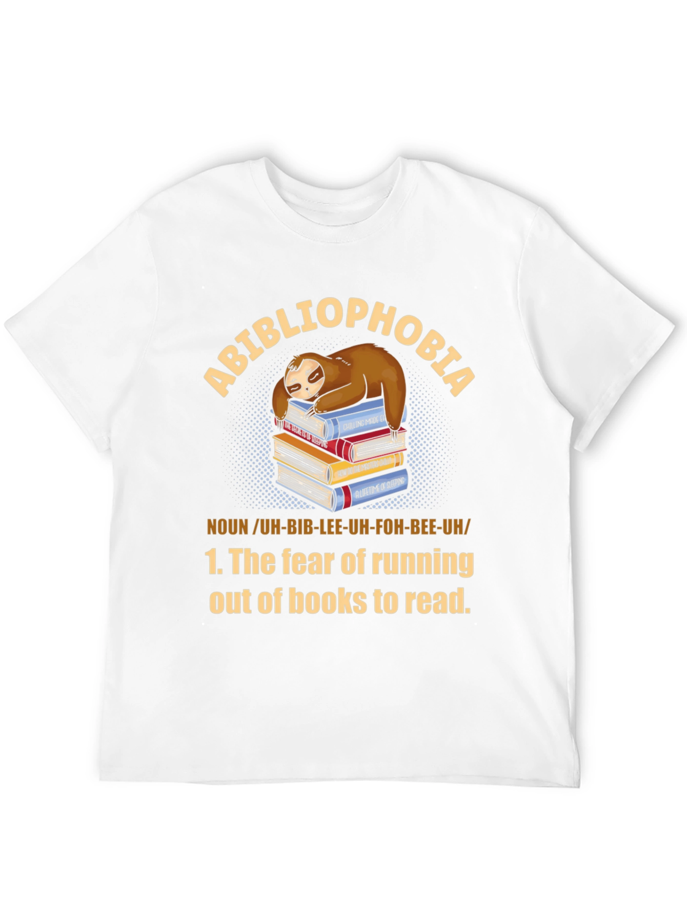 Black Abibliophobia Sloth Book Lover T-Shirt view 12