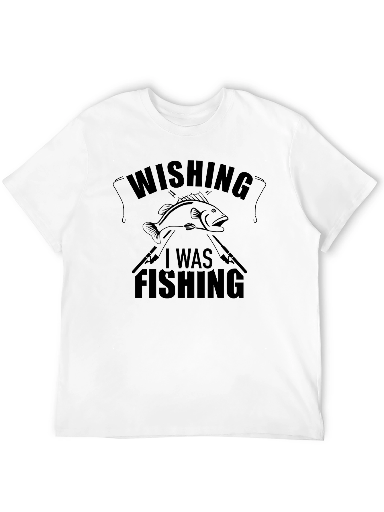 Black Wishing I Was Fishing T-Shirt - Angler Graphic Tee view 12