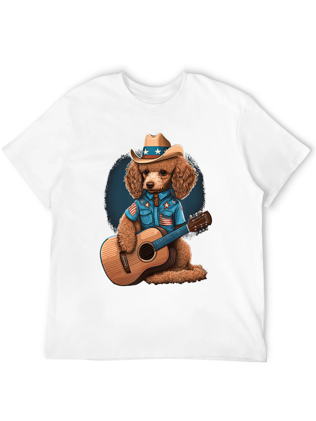 Black Patriotic Poodle Cowboy Guitarist T-Shirt view 12