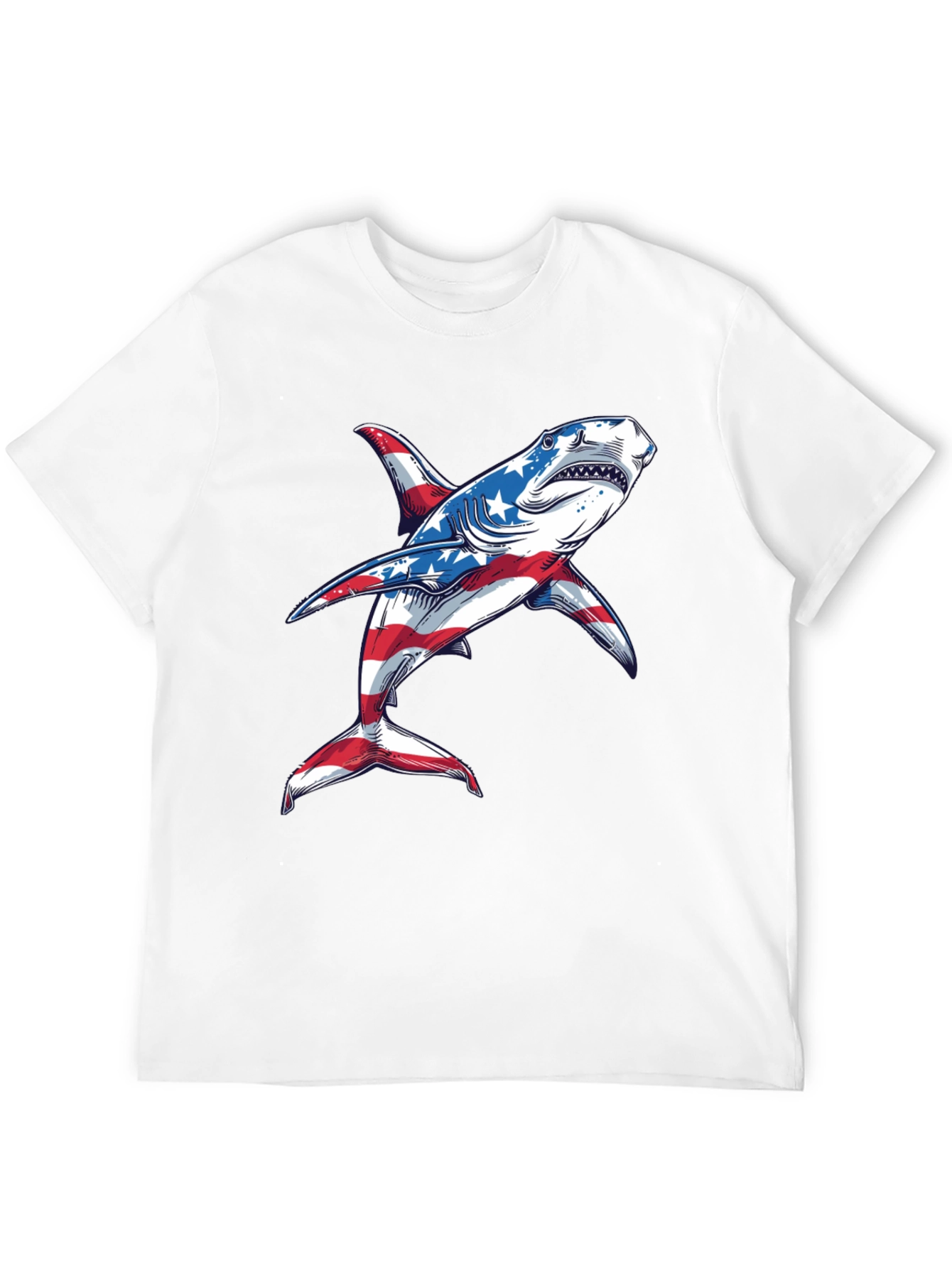 Black American Flag Shark Graphic Tee view 12