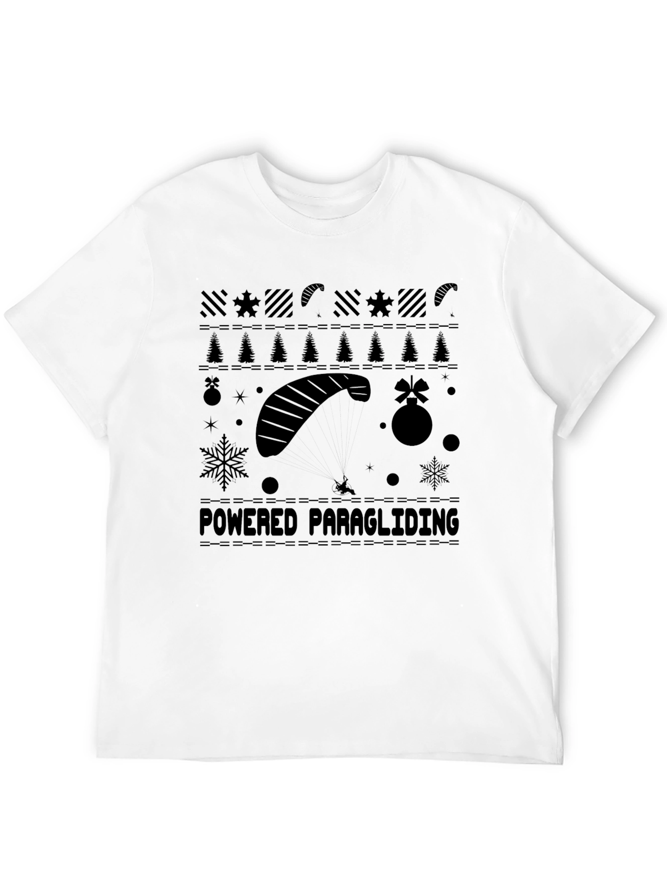 Black Powered Paragliding Christmas Sweater T-Shirt view 12