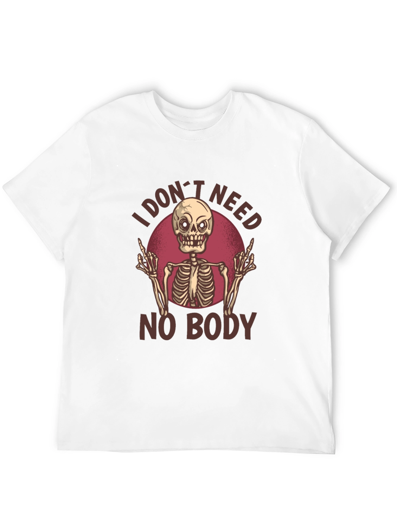Black I Don't Need No Body Skeleton Graphic T-Shirt view 12