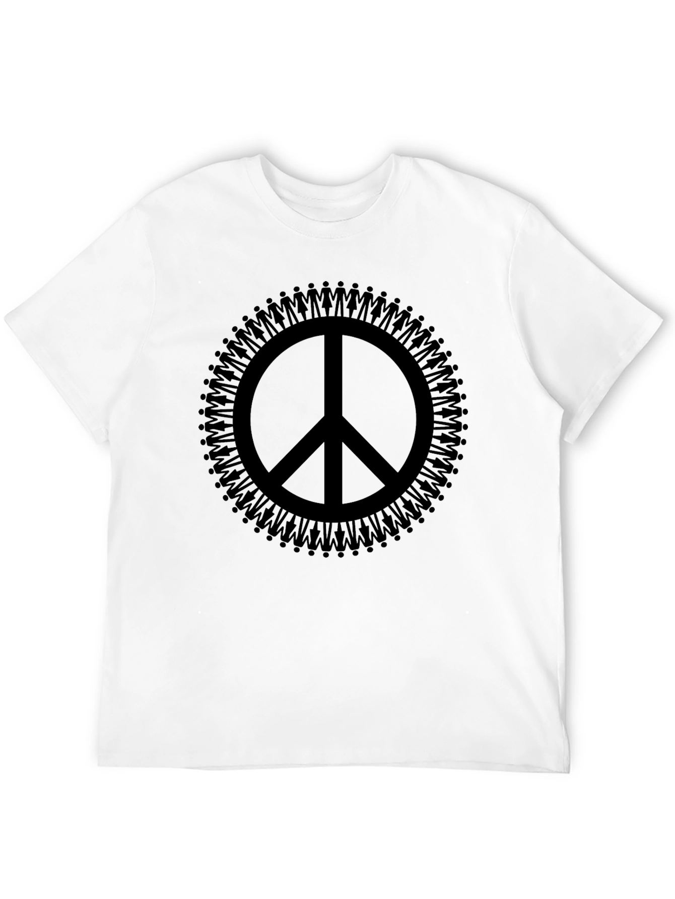 Black Peace Sign People Circle Graphic T-Shirt view 12