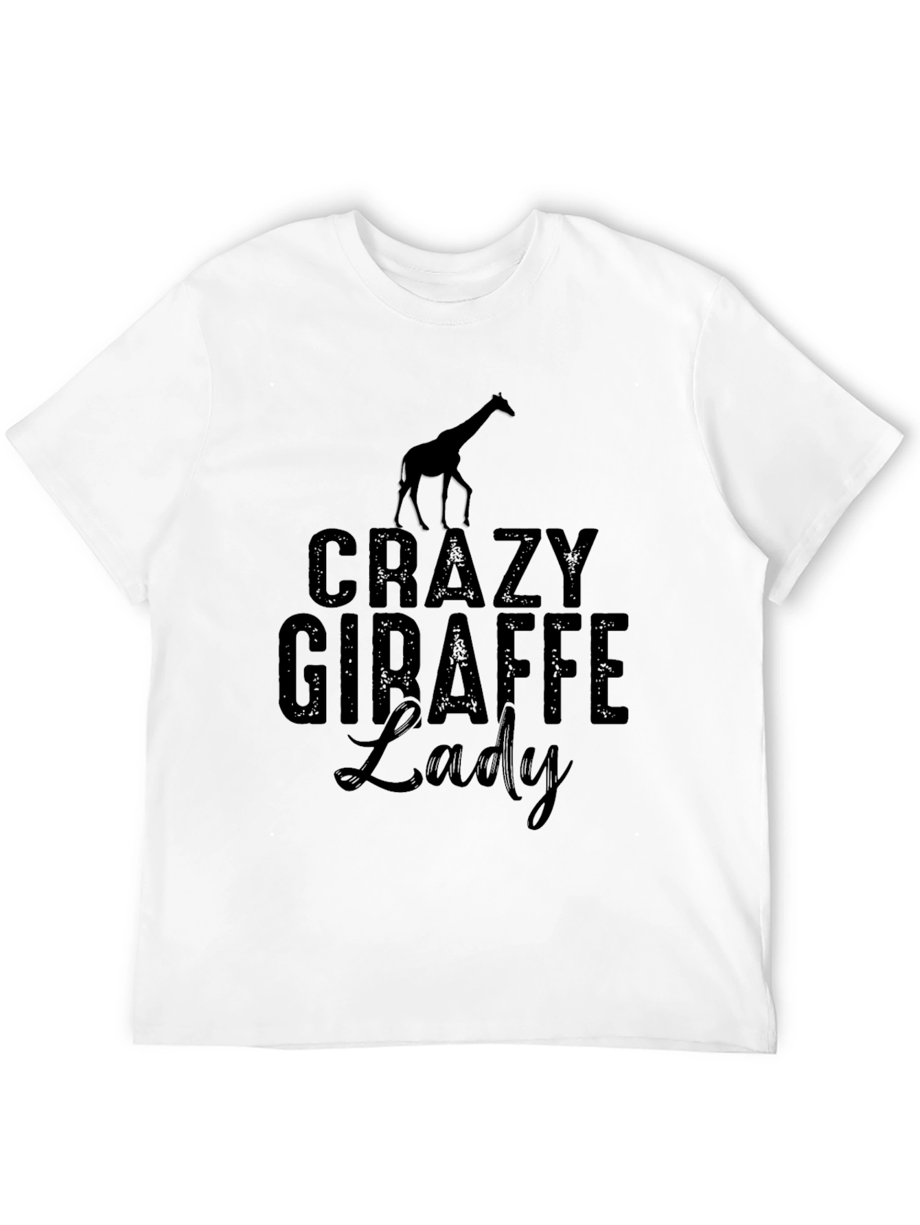 Black Crazy Giraffe Lady Graphic Tee Shirt view 12