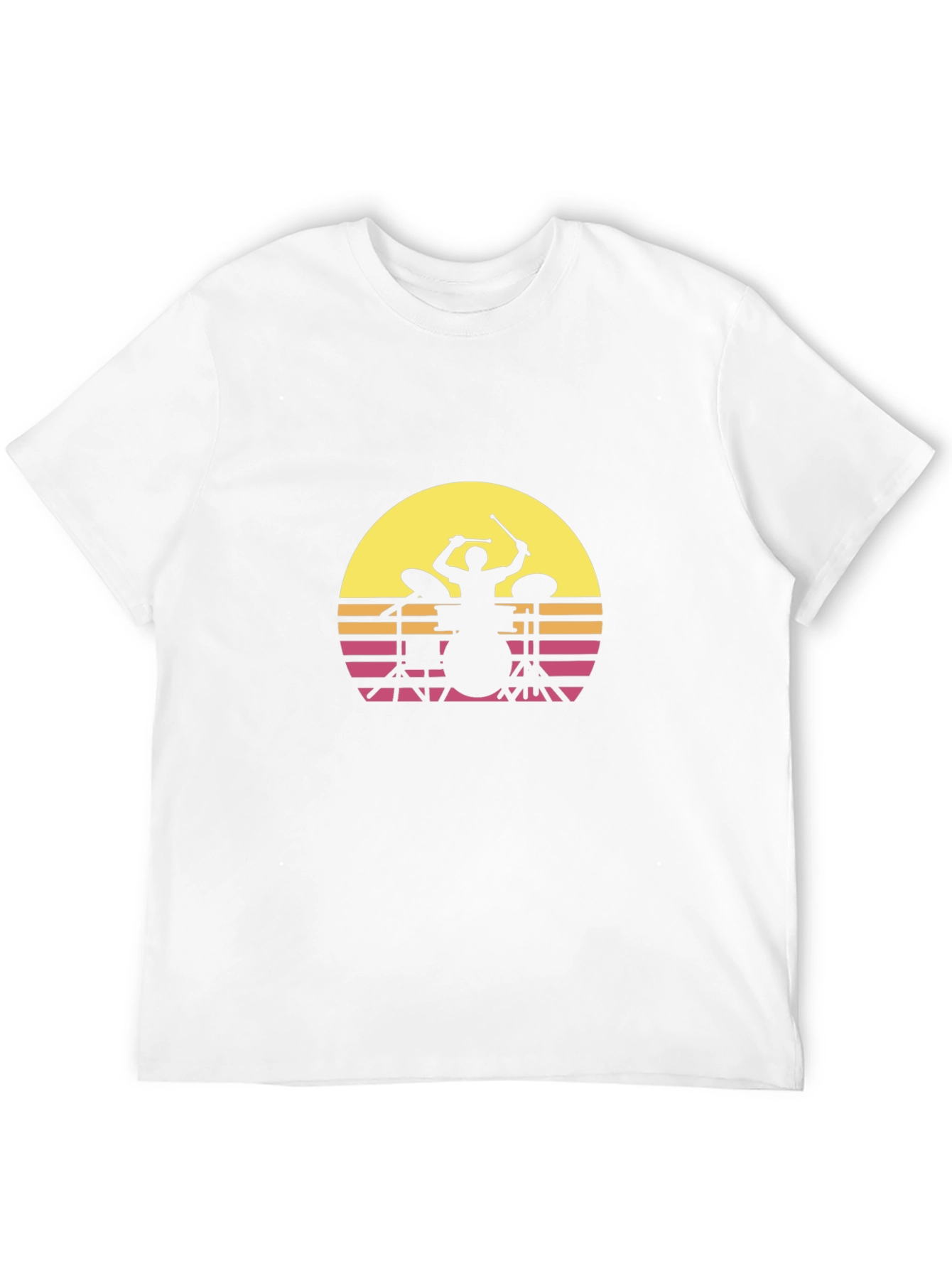 Black Retro Drummer Silhouette T-Shirt view 12