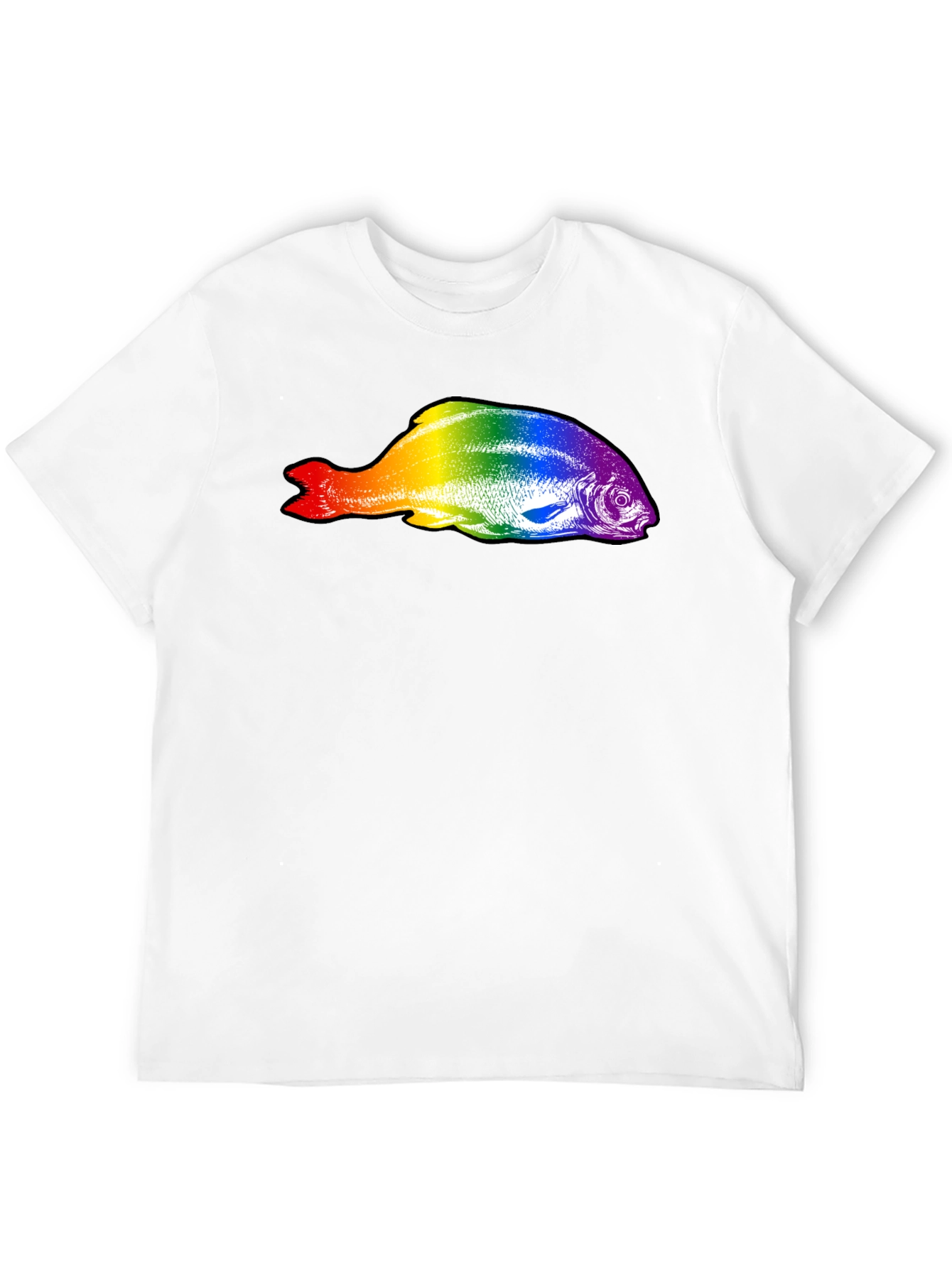Black Rainbow Fish Graphic Black T-Shirt view 12