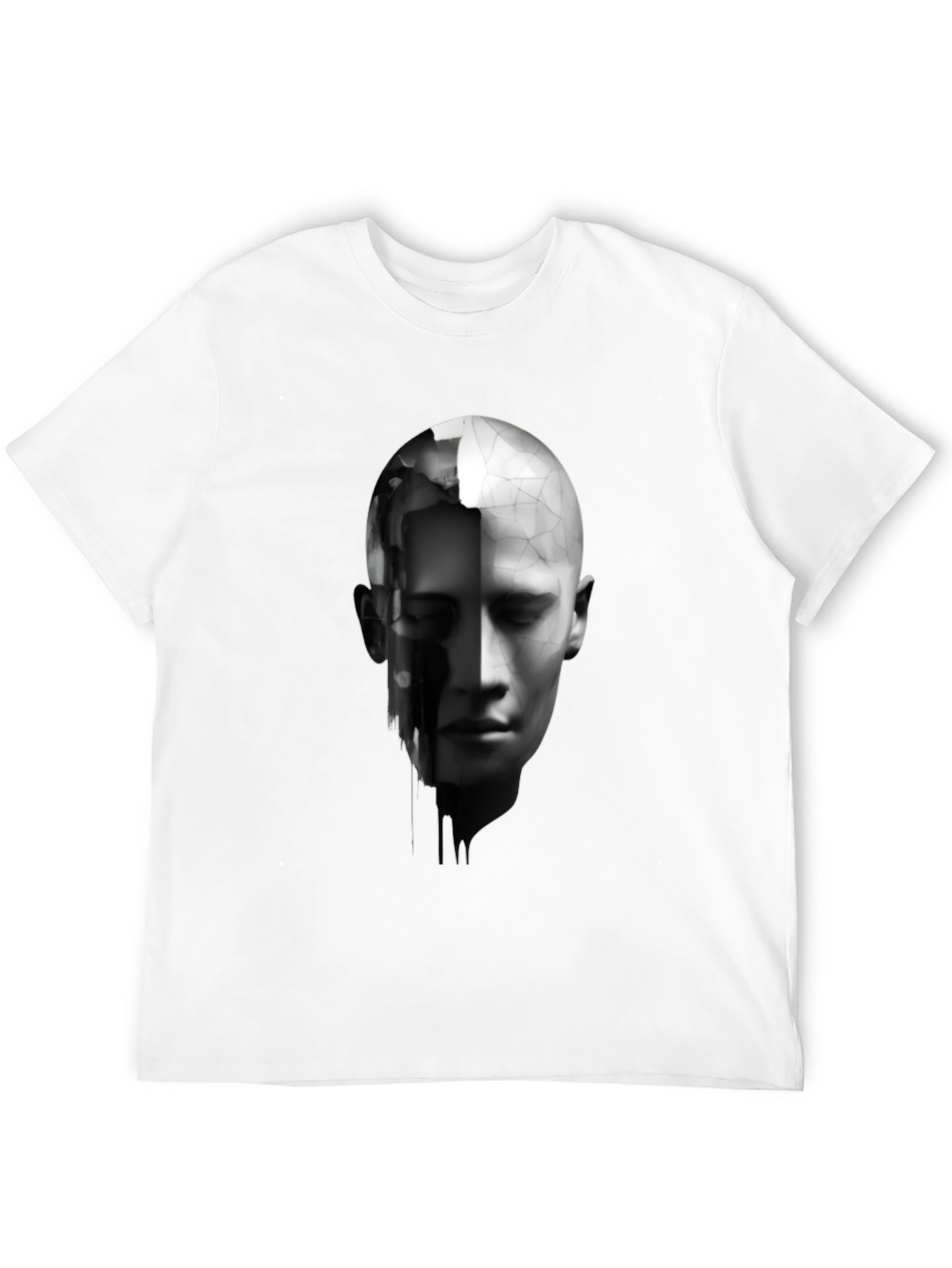 Black Abstract Human Face Graphic Print Black T-Shirt view 12