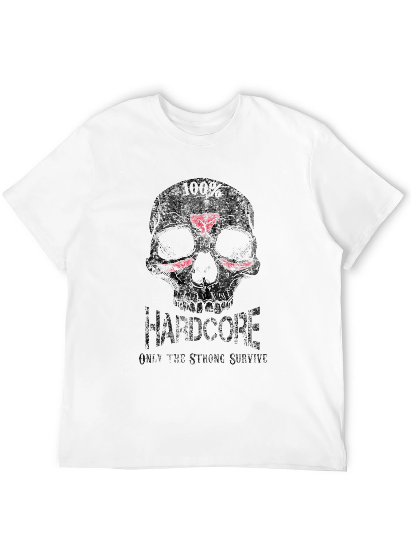 Black Hardcore Skull Graphic Tee - Only the Strong Survive view 12