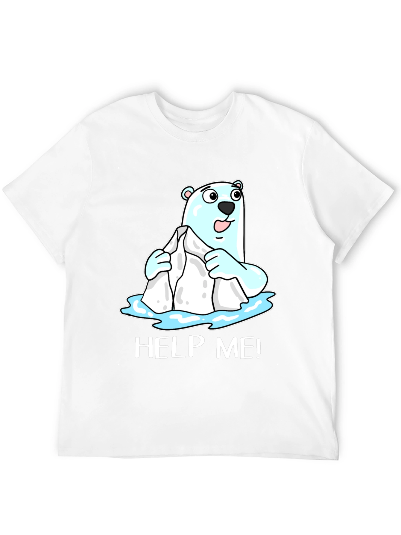 Black Help Me Polar Bear Graphic T-Shirt view 12