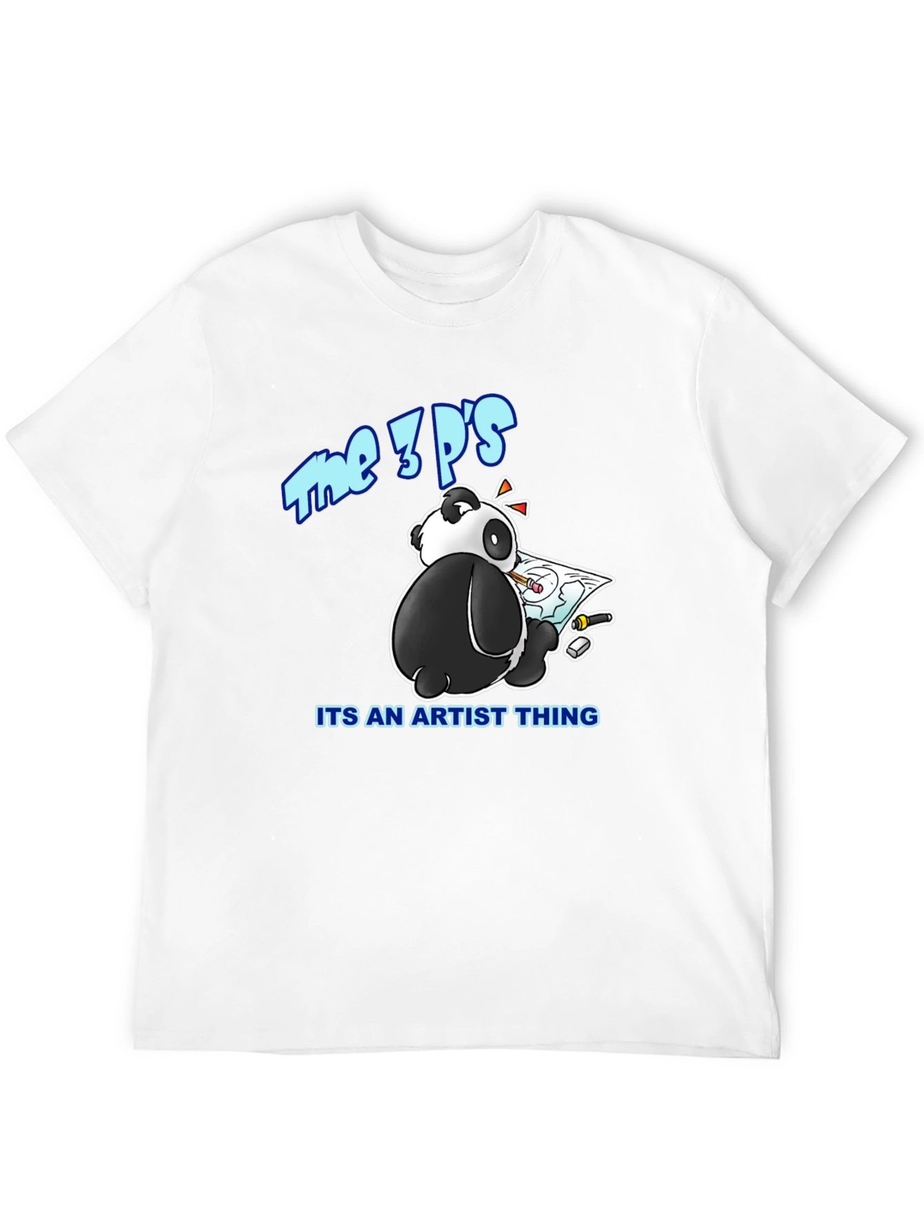 Black The 3P's Artist Panda Black Graphic T-Shirt view 12