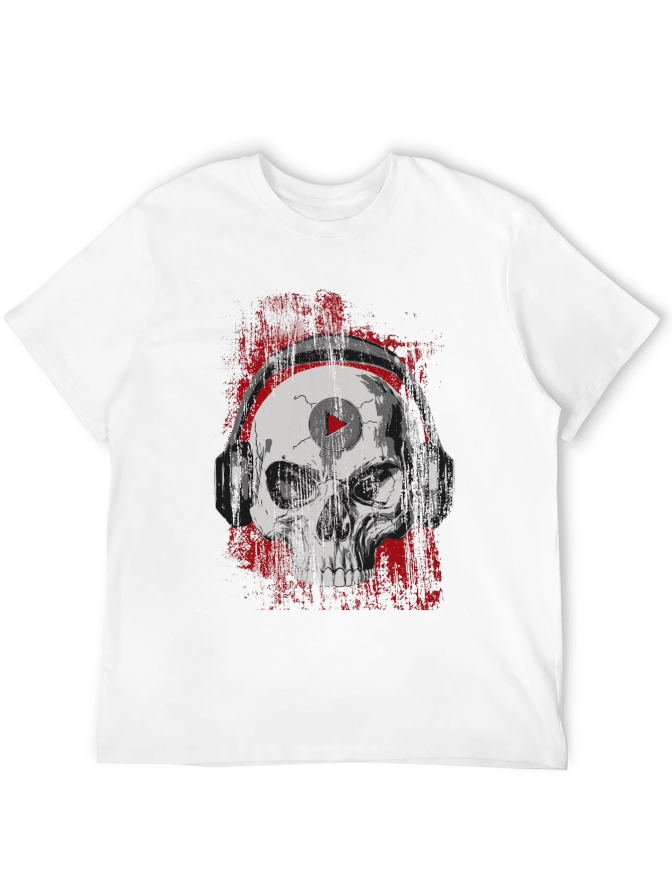 Black Skull Headphones Graphic Tee - Rocker Style T-Shirt view 12