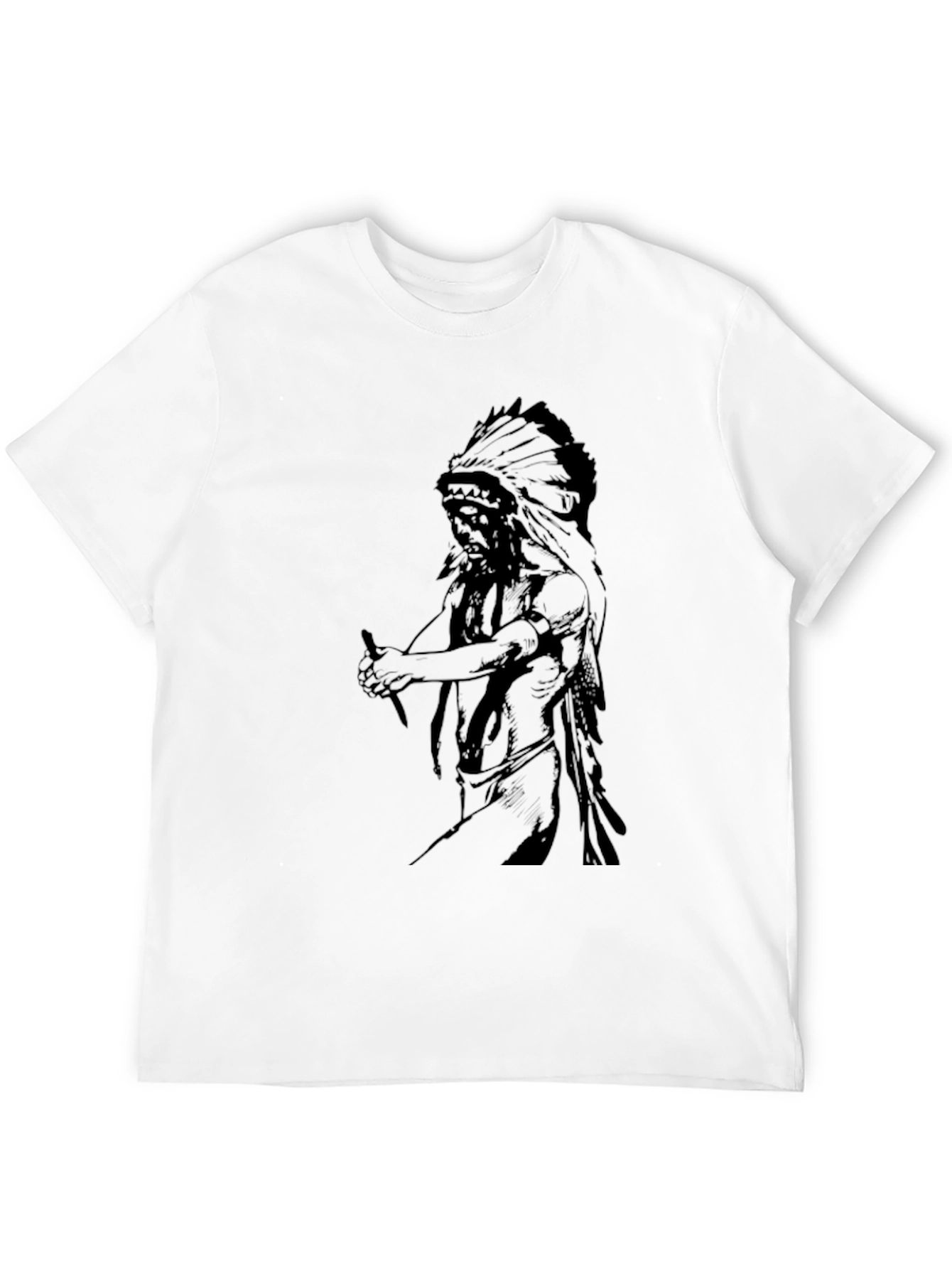 Black Graphic Tee - Native American Chief Design view 12
