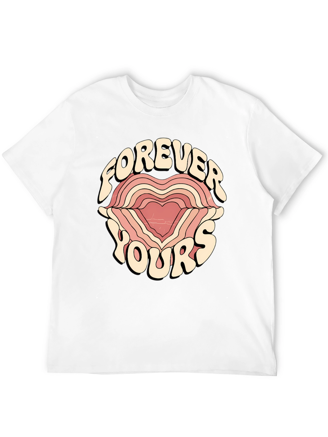 Black Forever Yours Graphic Tee - Retro Heart Design view 12