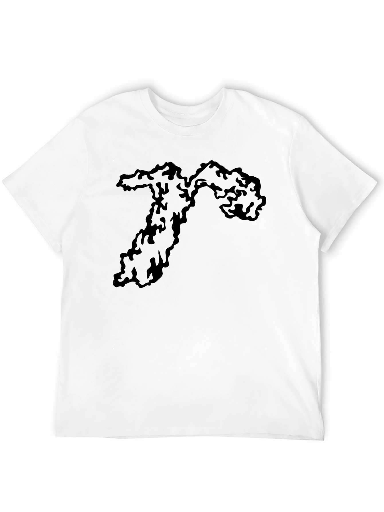 Black Men's Black Tee with Abstract Graphic Print view 12