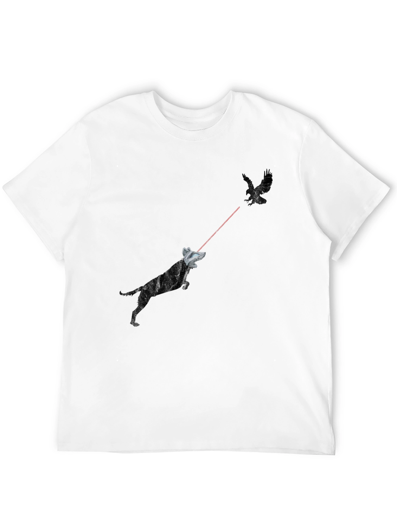 Black Laser Dog vs Bird Graphic Tee - Black T-Shirt view 12