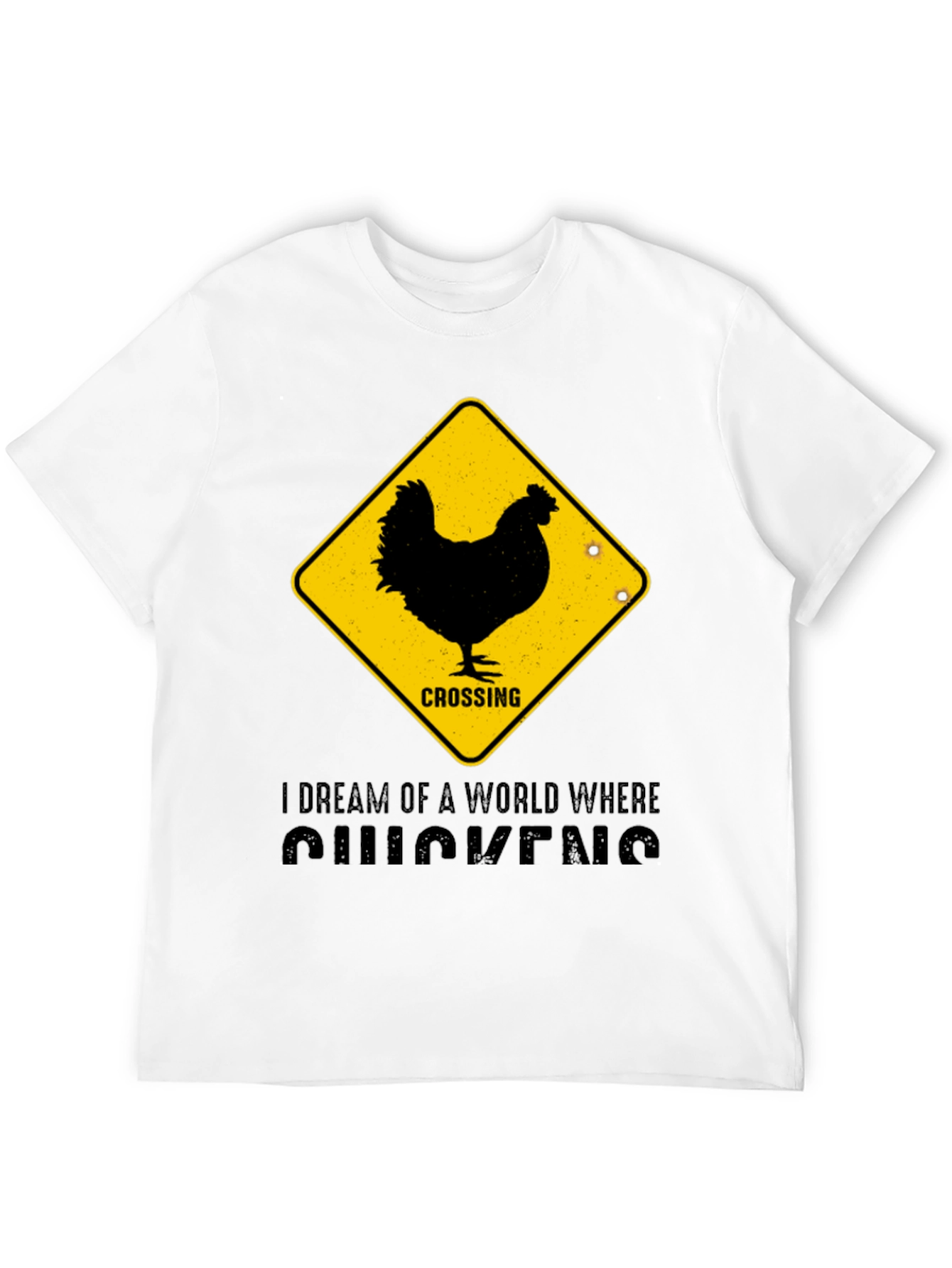 Black Funny Chicken Crossing T-Shirt - "I Dream of Chickens" view 12
