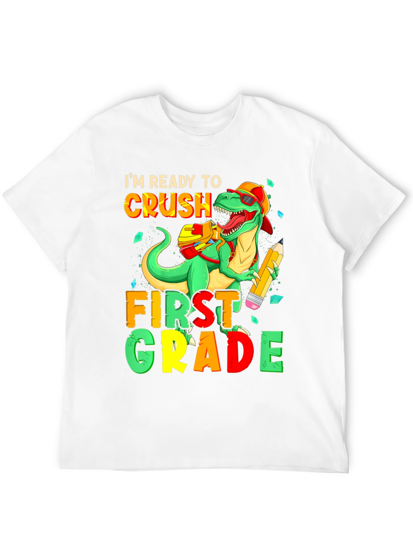 Ready to Crush First Grade T-Shirt - Dinosaur Back to School Tee - 12