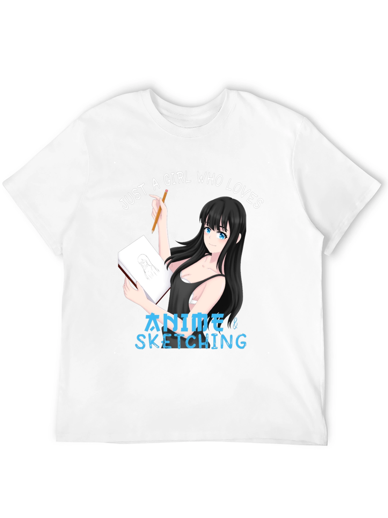 Black Anime & Sketching Girl's T-Shirt view 12