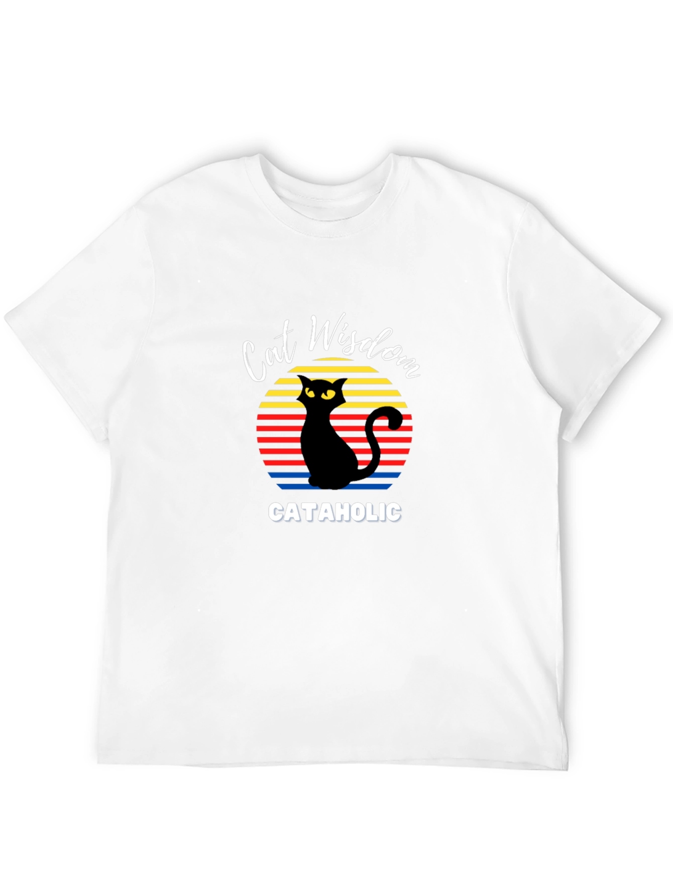 Black Cat Wisdom Cataholic Graphic T-Shirt view 12