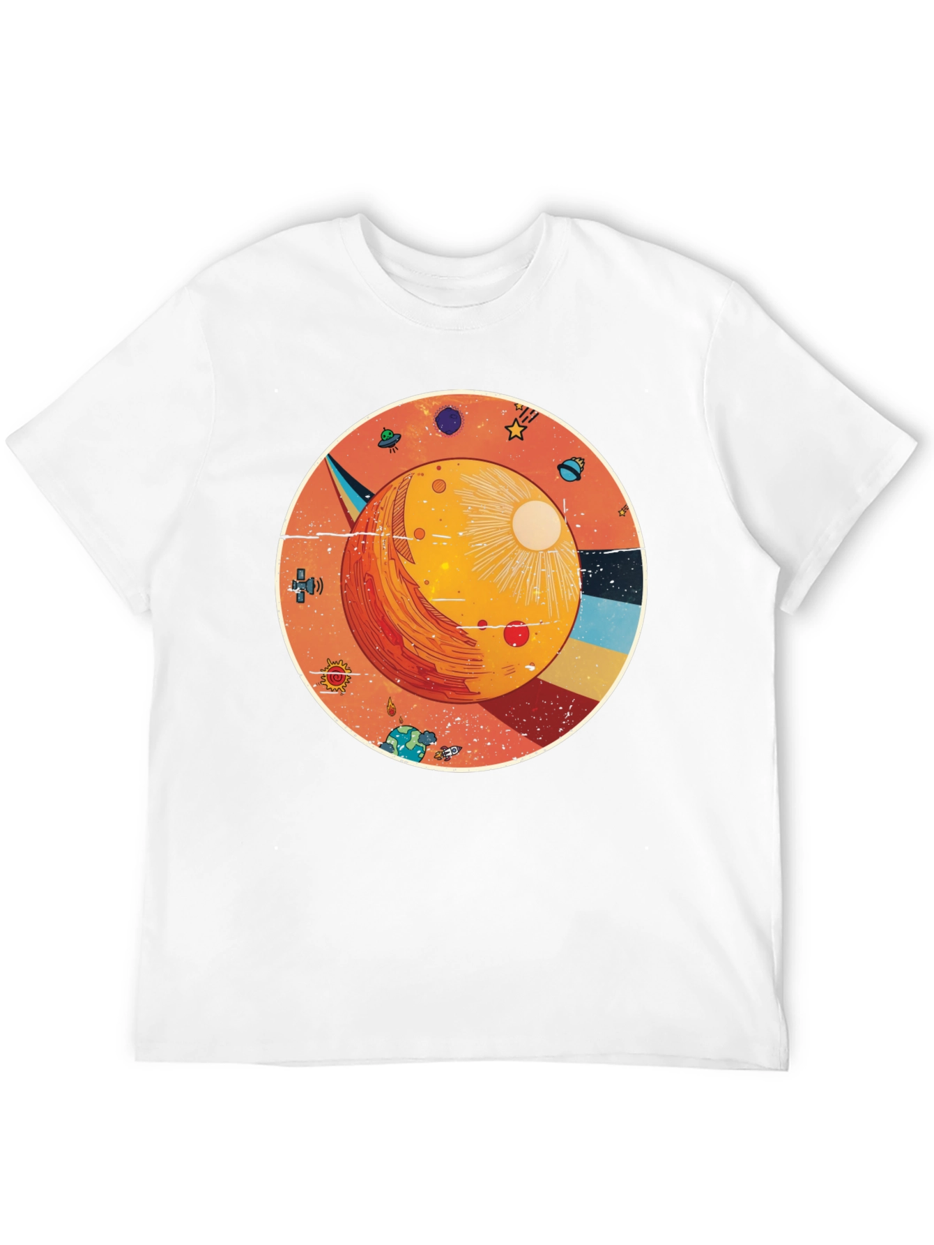 Black Cosmic Planet Graphic Tee - Black Cotton Blend Shirt view 12