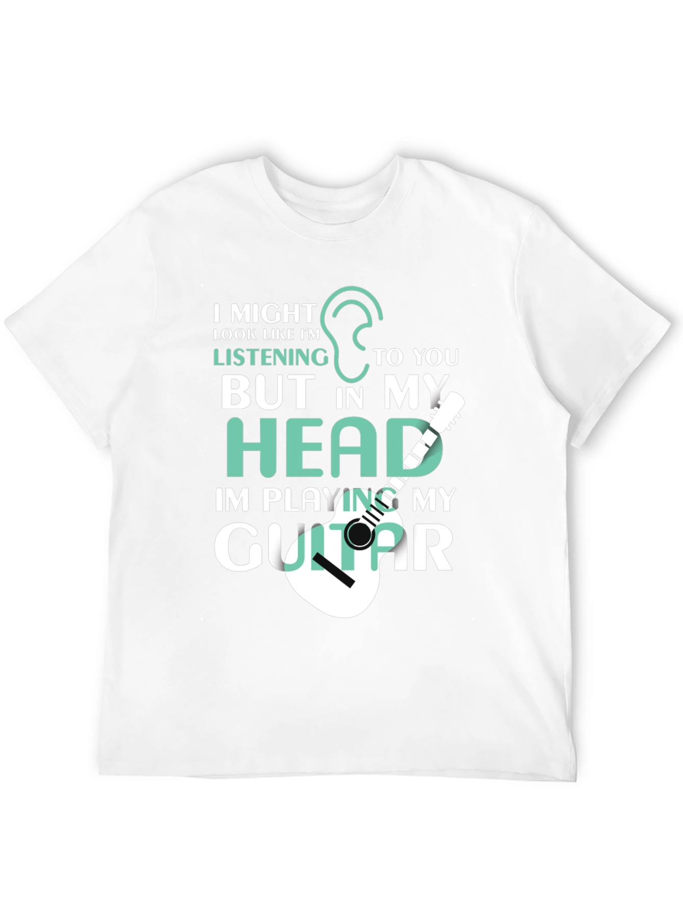 Black Funny Guitar Player T-Shirt - I'm Playing My Guitar In My Head view 12