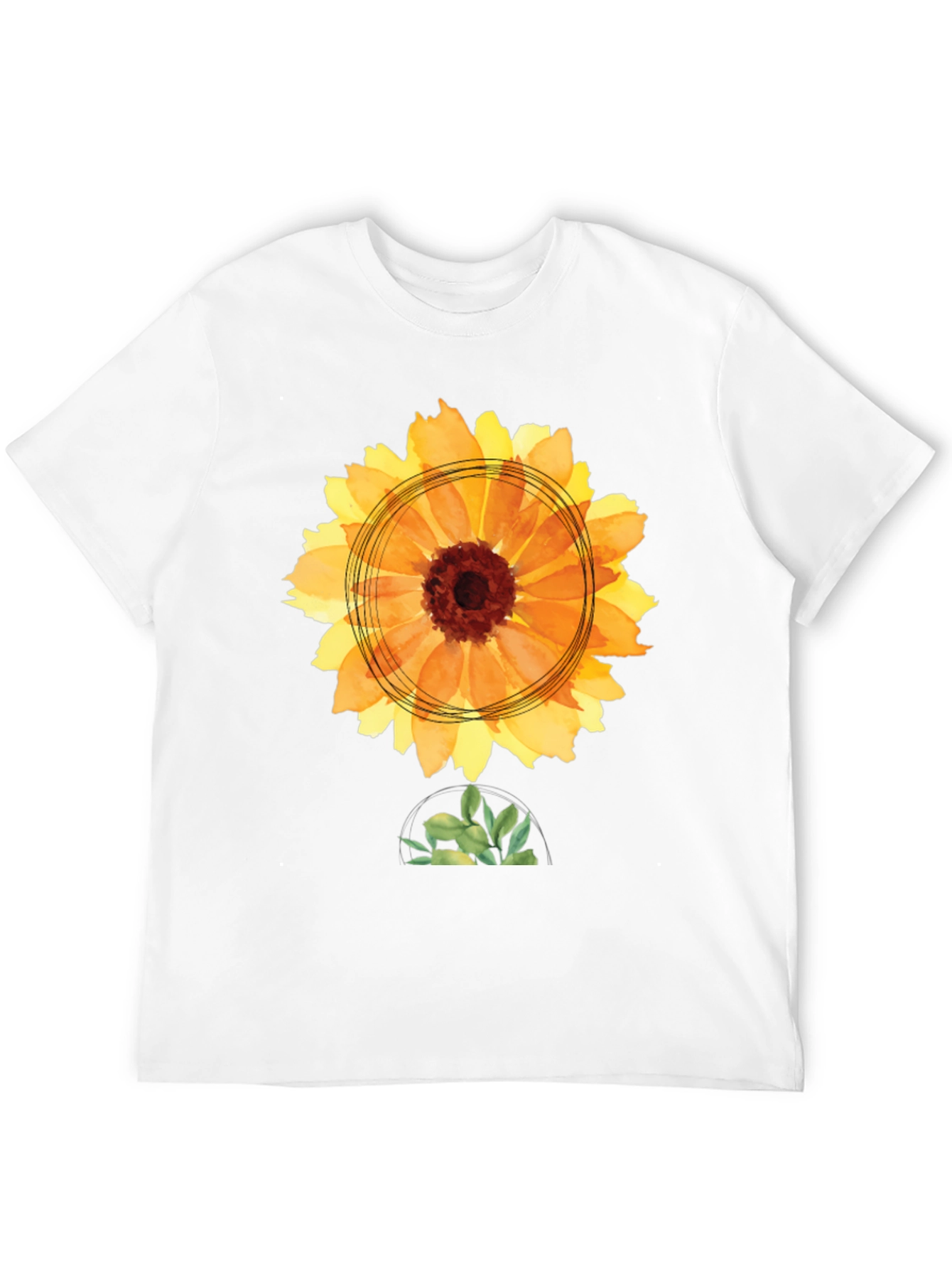 Black Sunflower Watercolor Graphic Tee - Black Cotton T-Shirt view 12