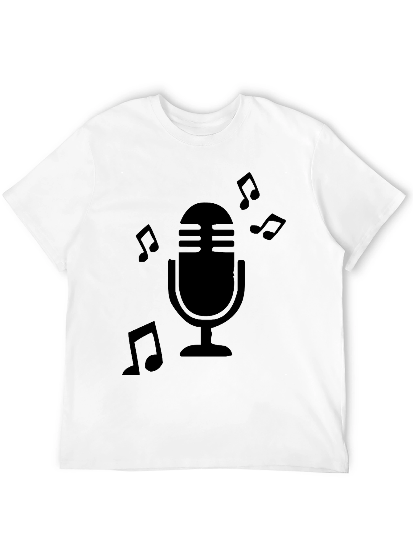 Black Retro Microphone Music Notes Graphic T-Shirt view 12
