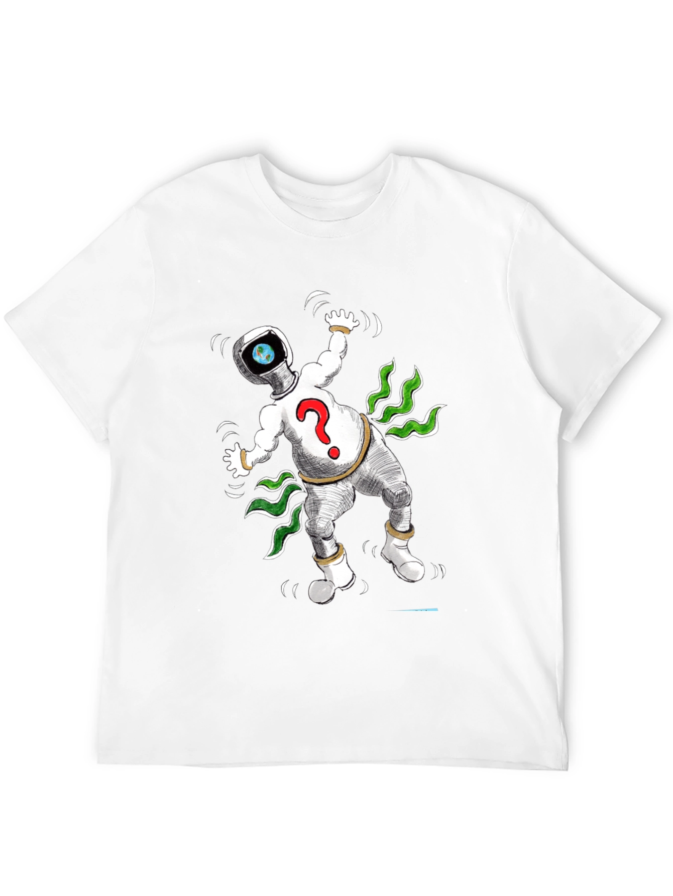 Black Cosmic Question T-Shirt - Black Cotton Tee view 12