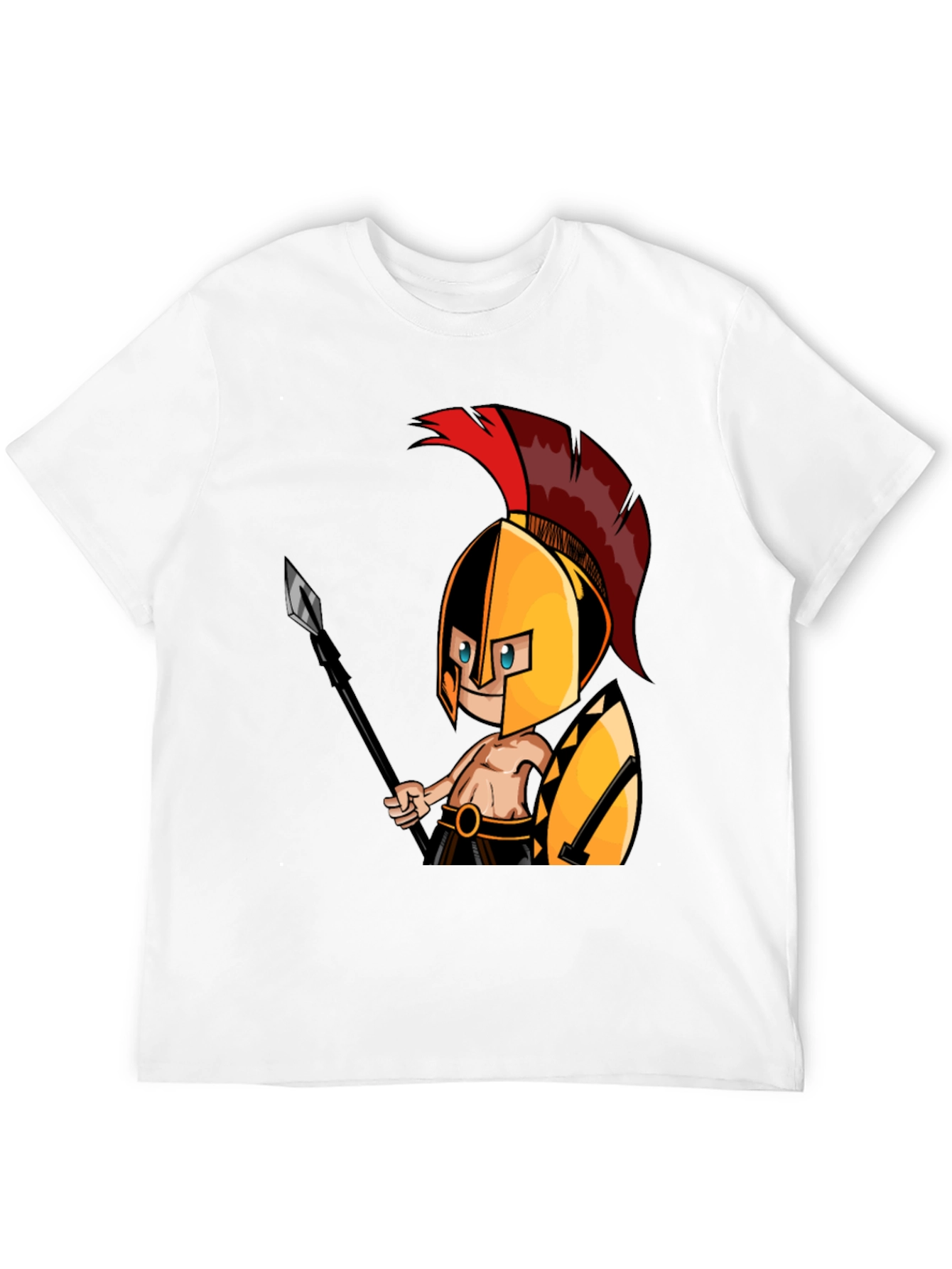 Black Spartan Warrior Graphic Tee - Black Cotton T-Shirt view 12