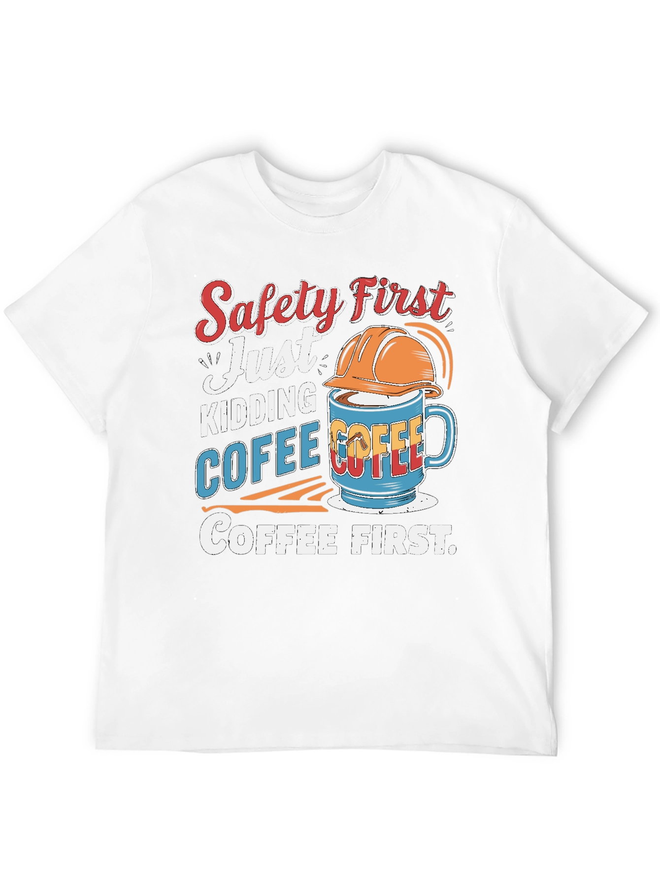 Black Safety First Coffee T-Shirt view 12