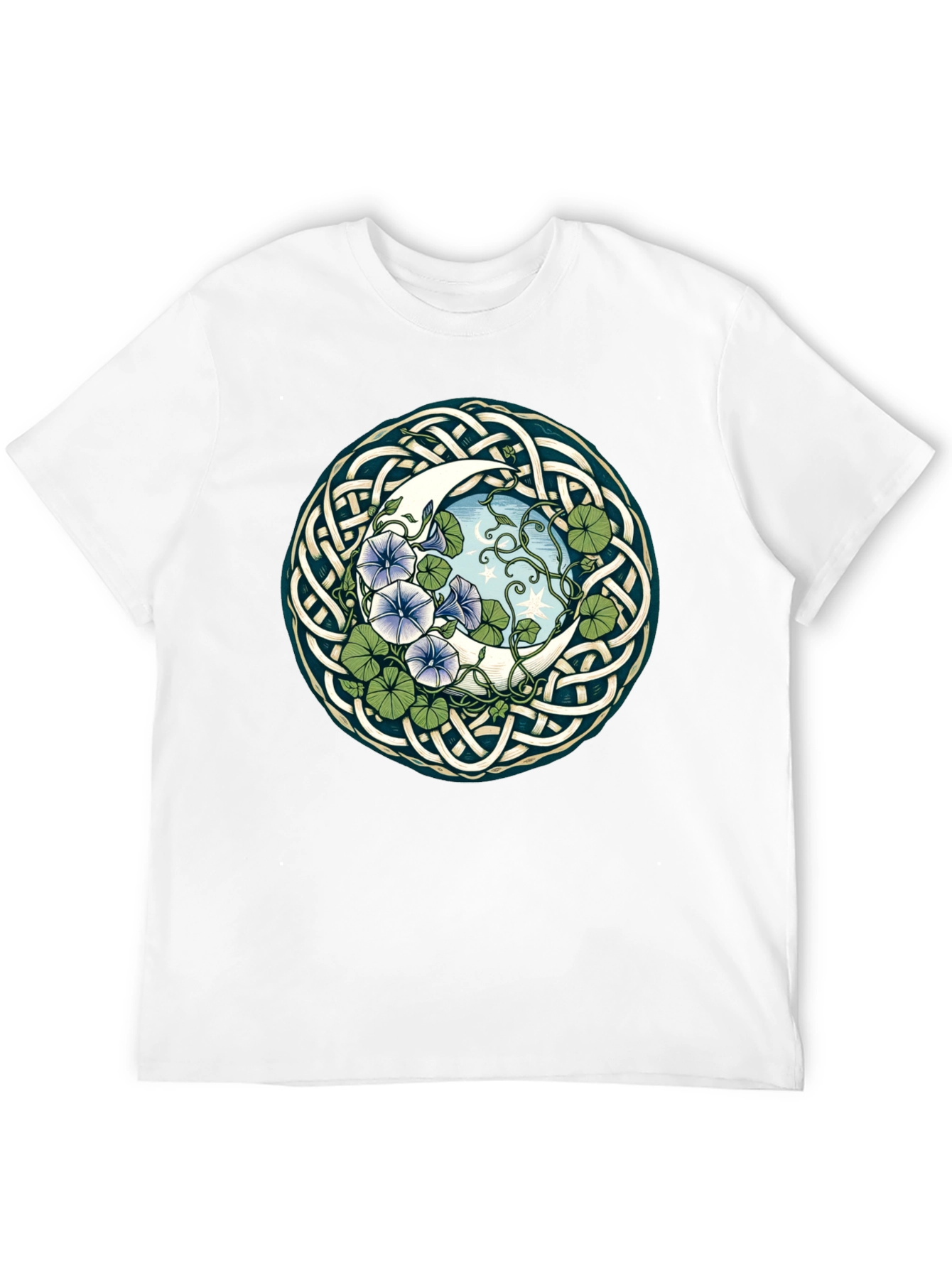 Black Celtic Moon & Flower T-Shirt view 12
