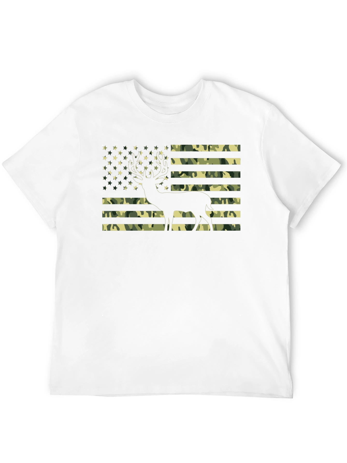 Black Camo American Flag Deer Graphic T-Shirt view 12