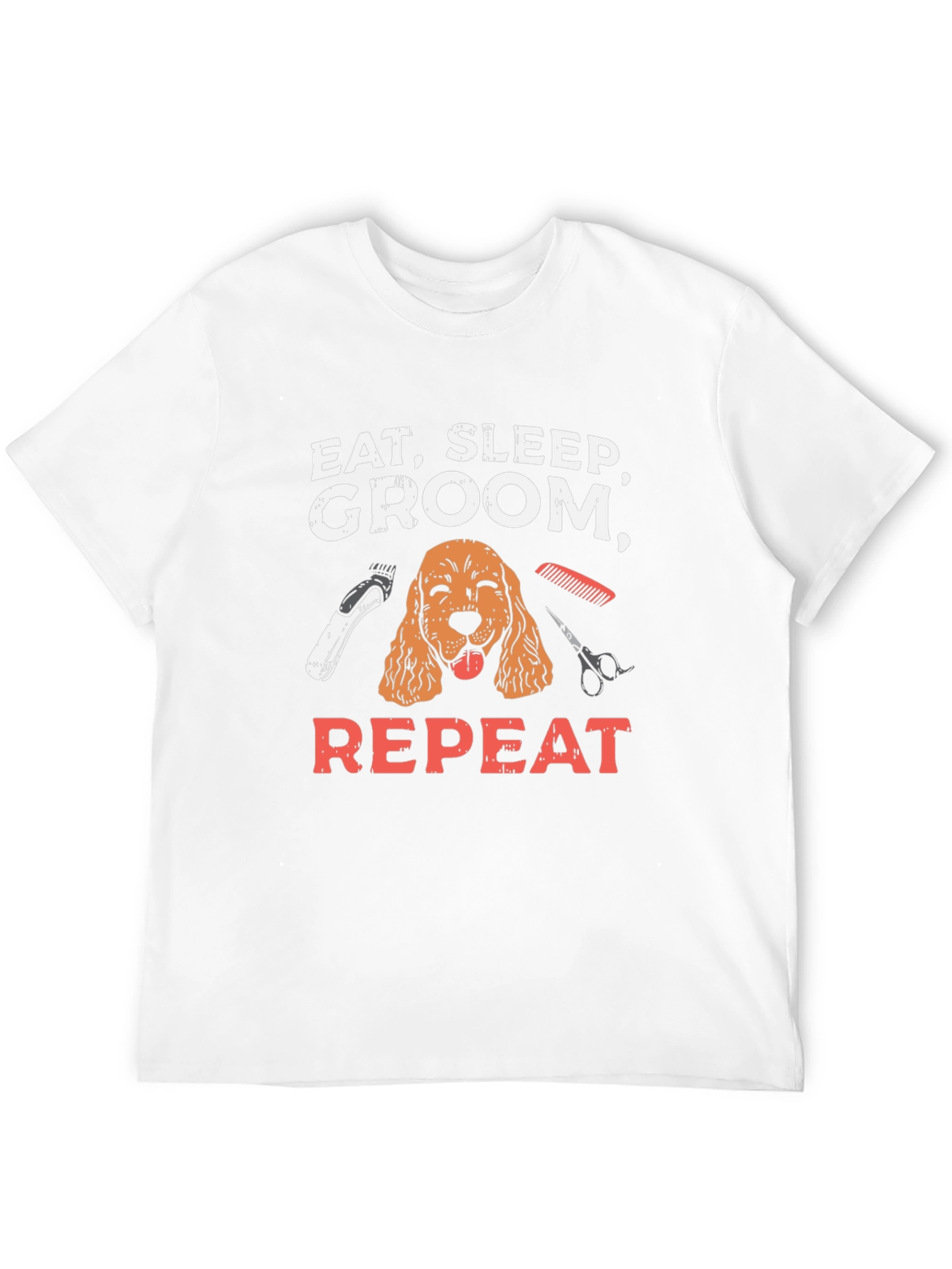 Black Eat, Sleep, Groom, Repeat Dog T-Shirt view 12