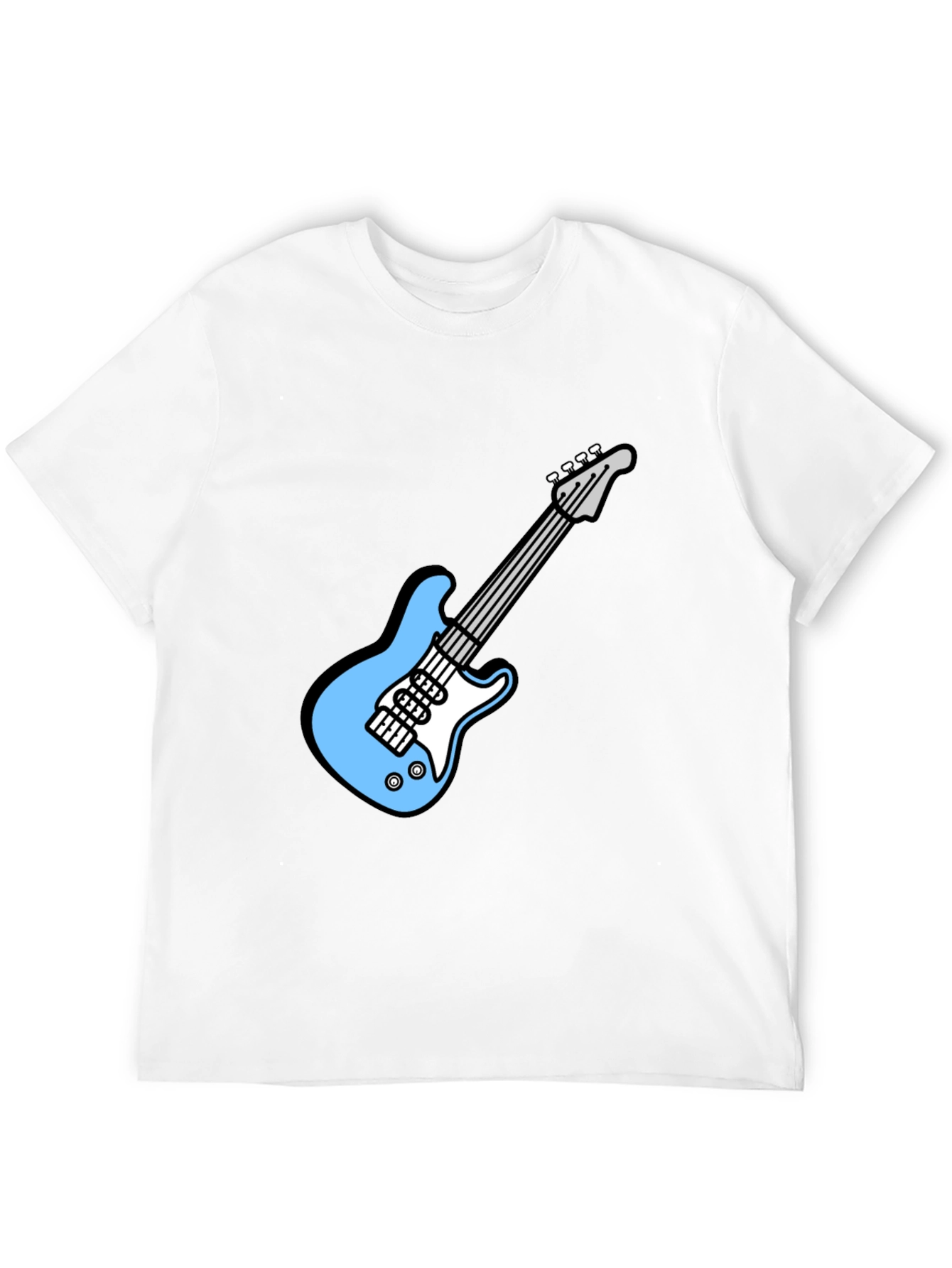 Black Cool Electric Guitar Graphic Tee - Black Cotton T-Shirt view 12
