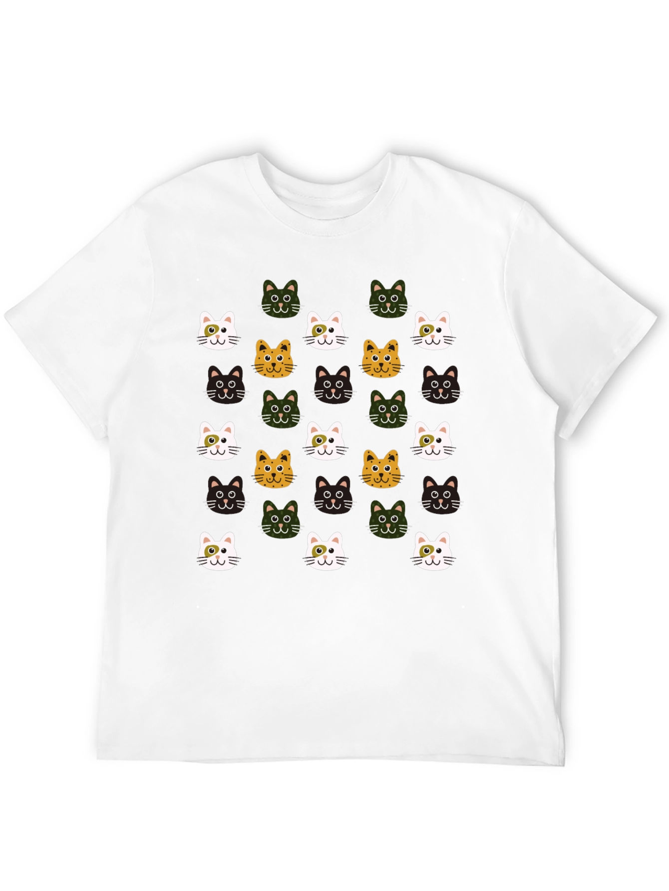 Black Cat Faces Pattern T-Shirt - Cute & Stylish view 12
