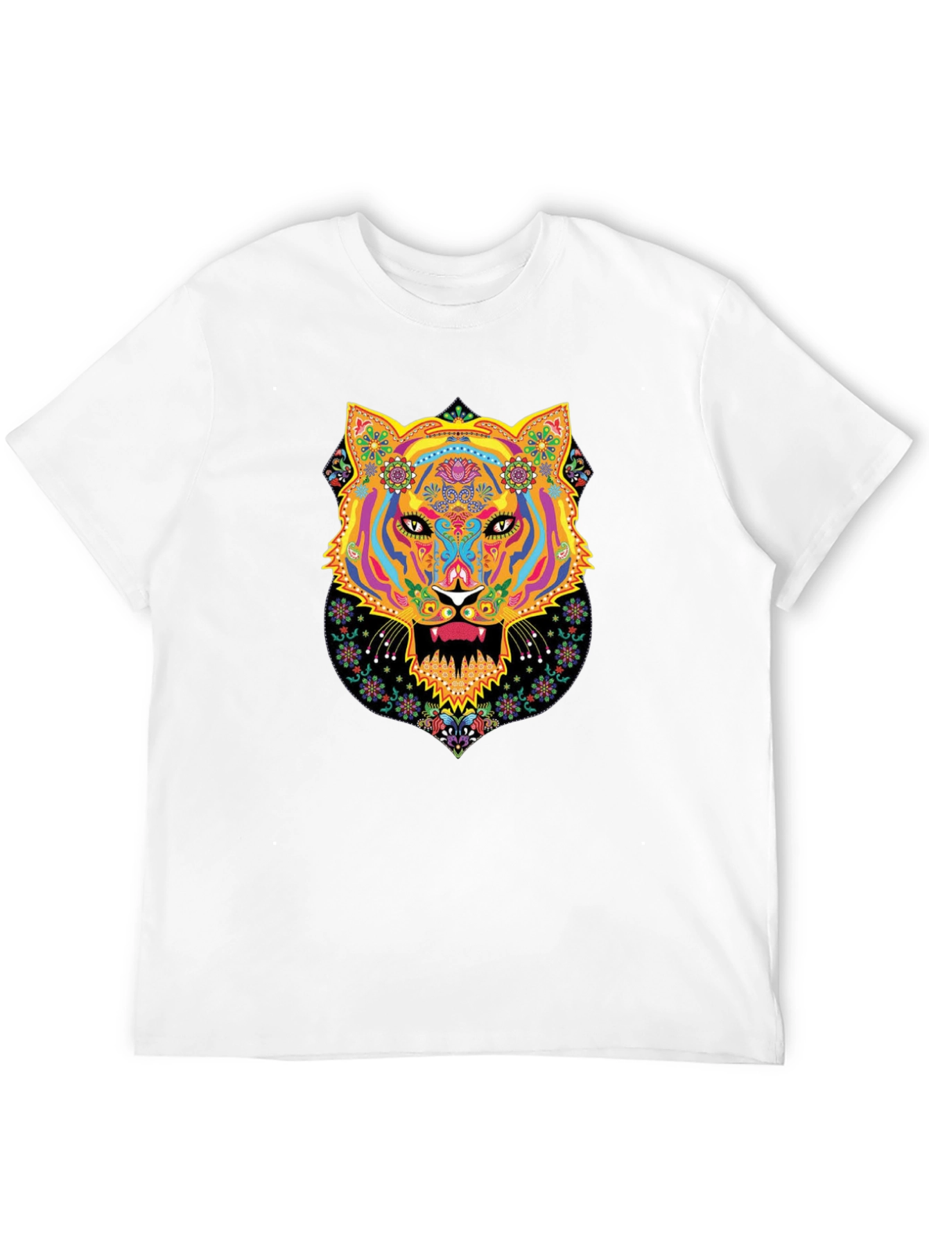 Black Vibrant Tiger Graphic Black T-Shirt view 12