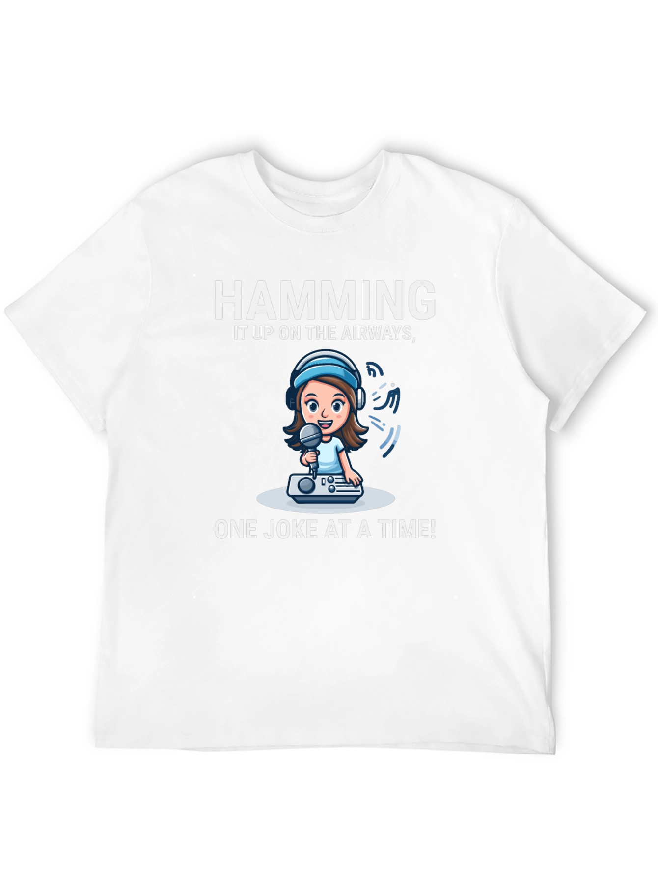 Black Humorous Radio Host Cartoon T-Shirt view 12