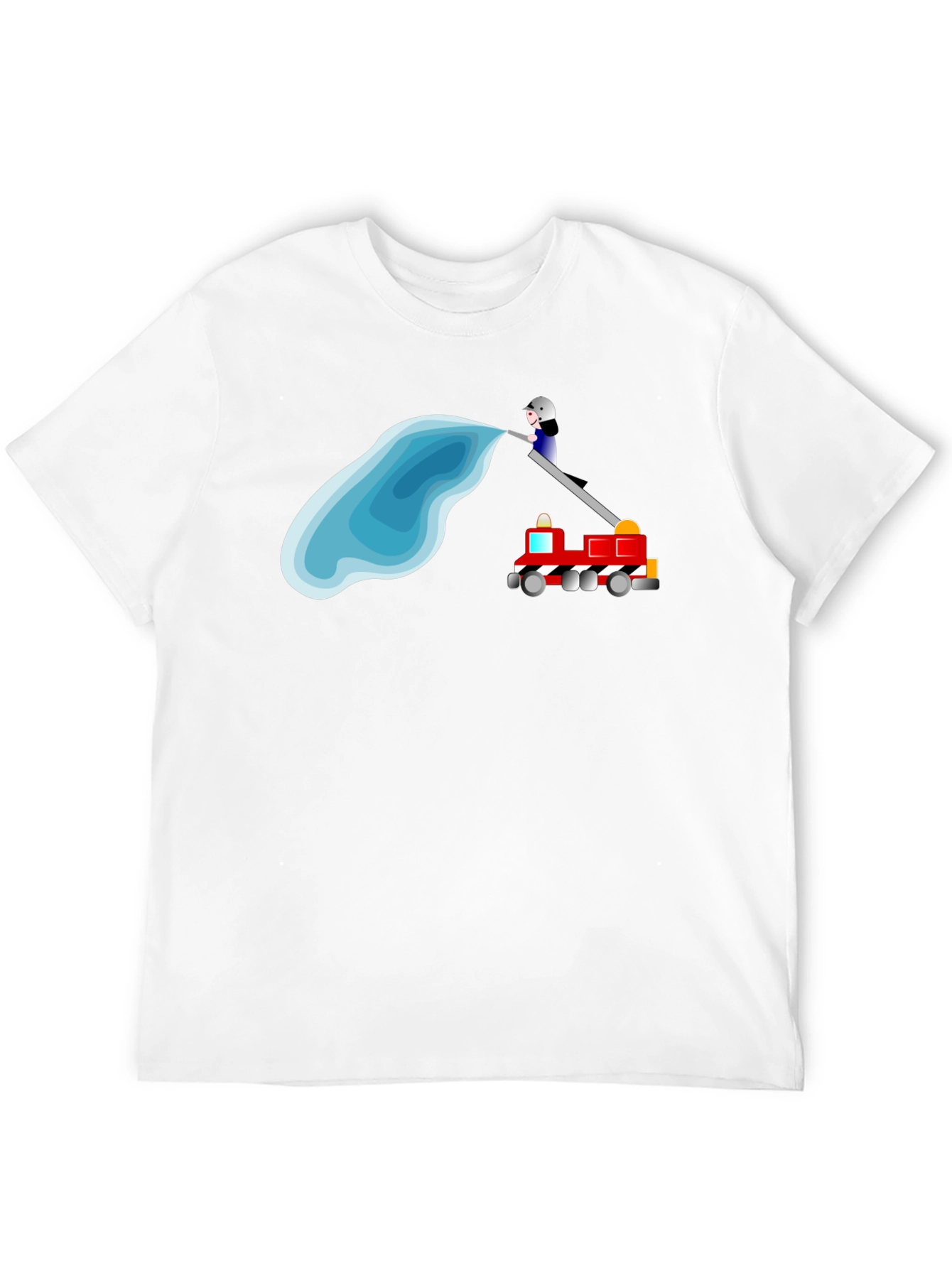 Black Firefighter Cartoon Black T-Shirt view 12