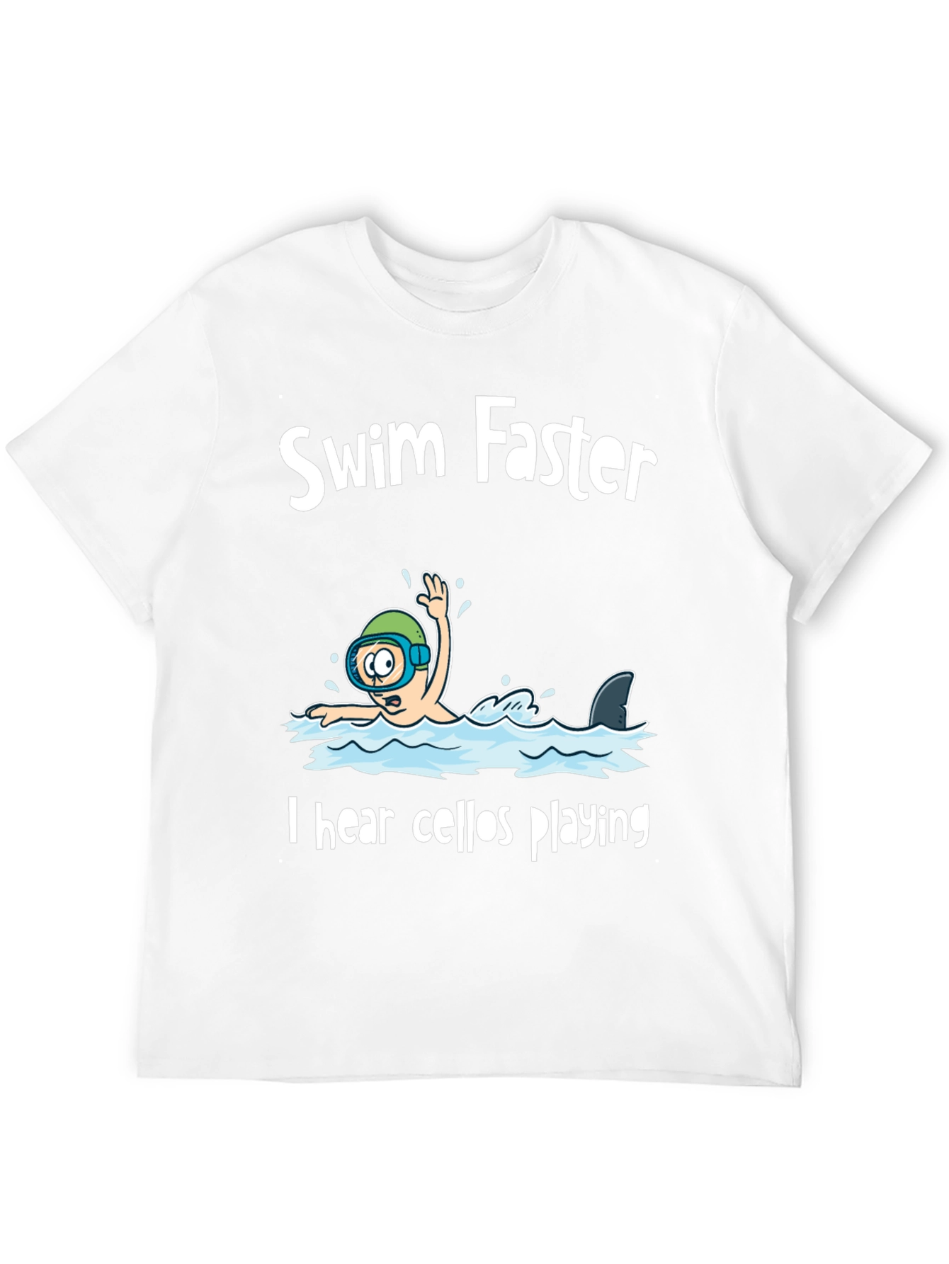 Black Swim Faster Shark Humor Graphic Tee view 12