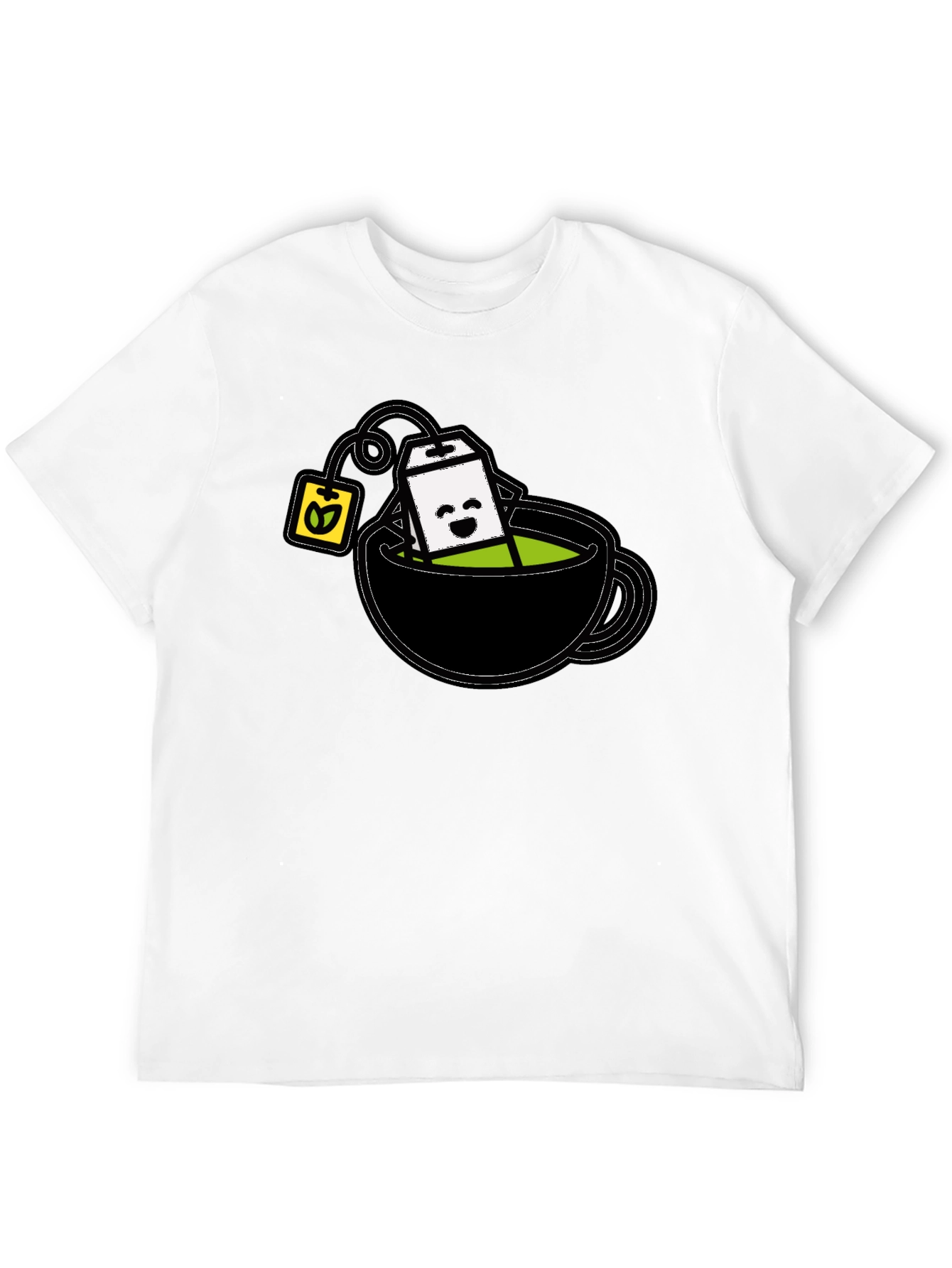 Black Cute Tea Cup T-Shirt - Kawaii Tea Time Tee view 12