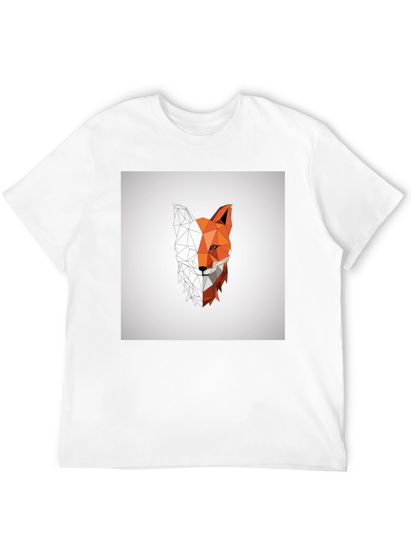 Black Geometric Fox Graphic Tee - Modern Polygon Design view 12