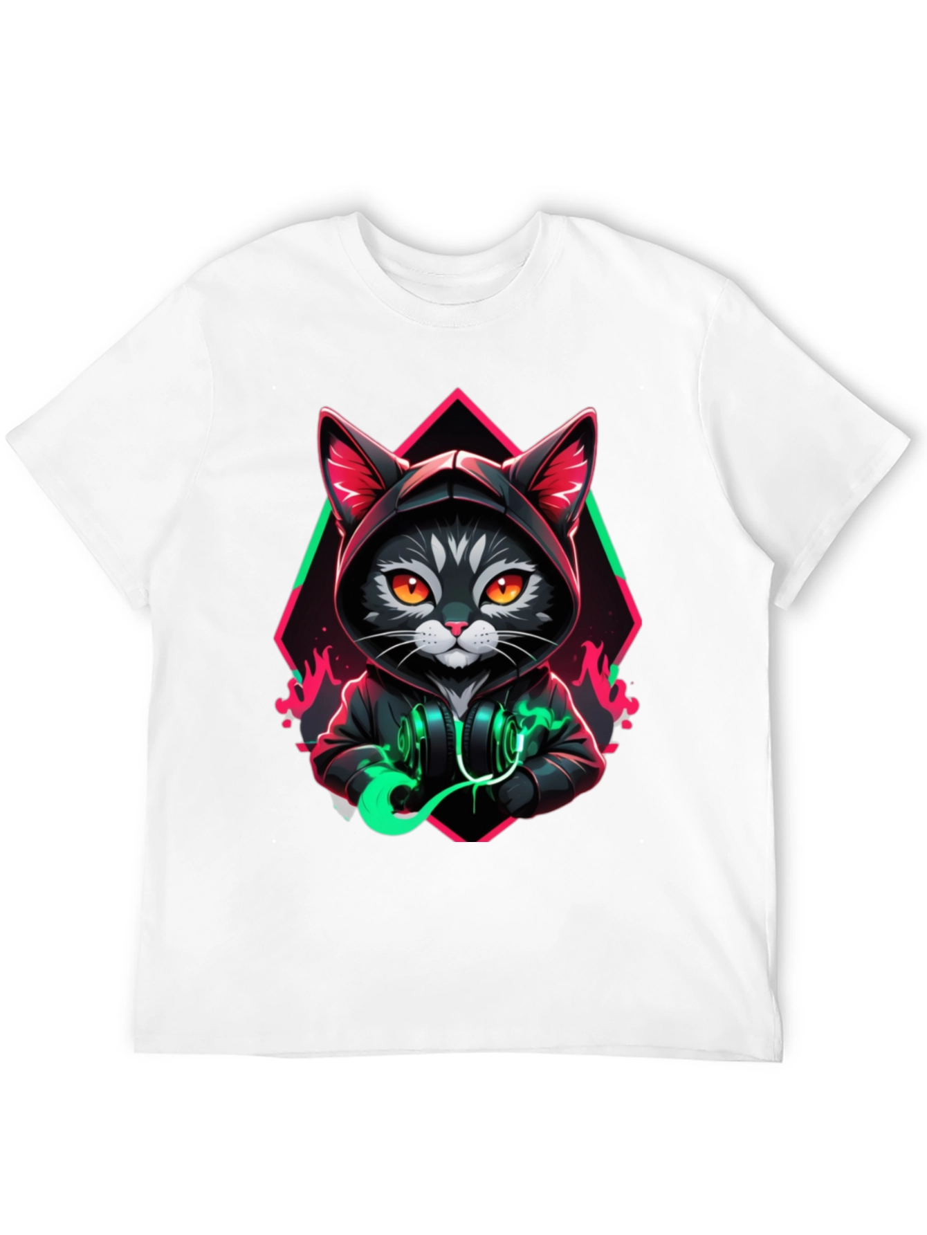 Black Cool Cat Hoodie T-Shirt - Unique Design view 12