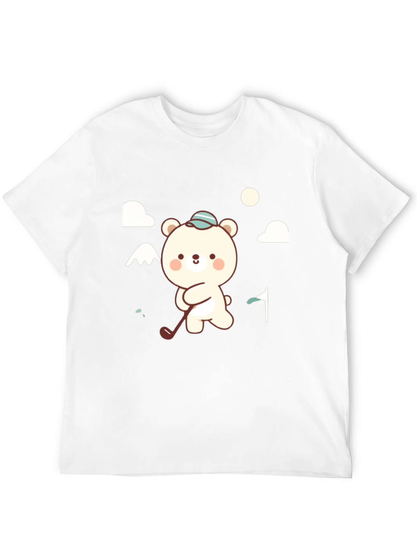 Black Cute Bear Golfing Black Graphic Tee view 12