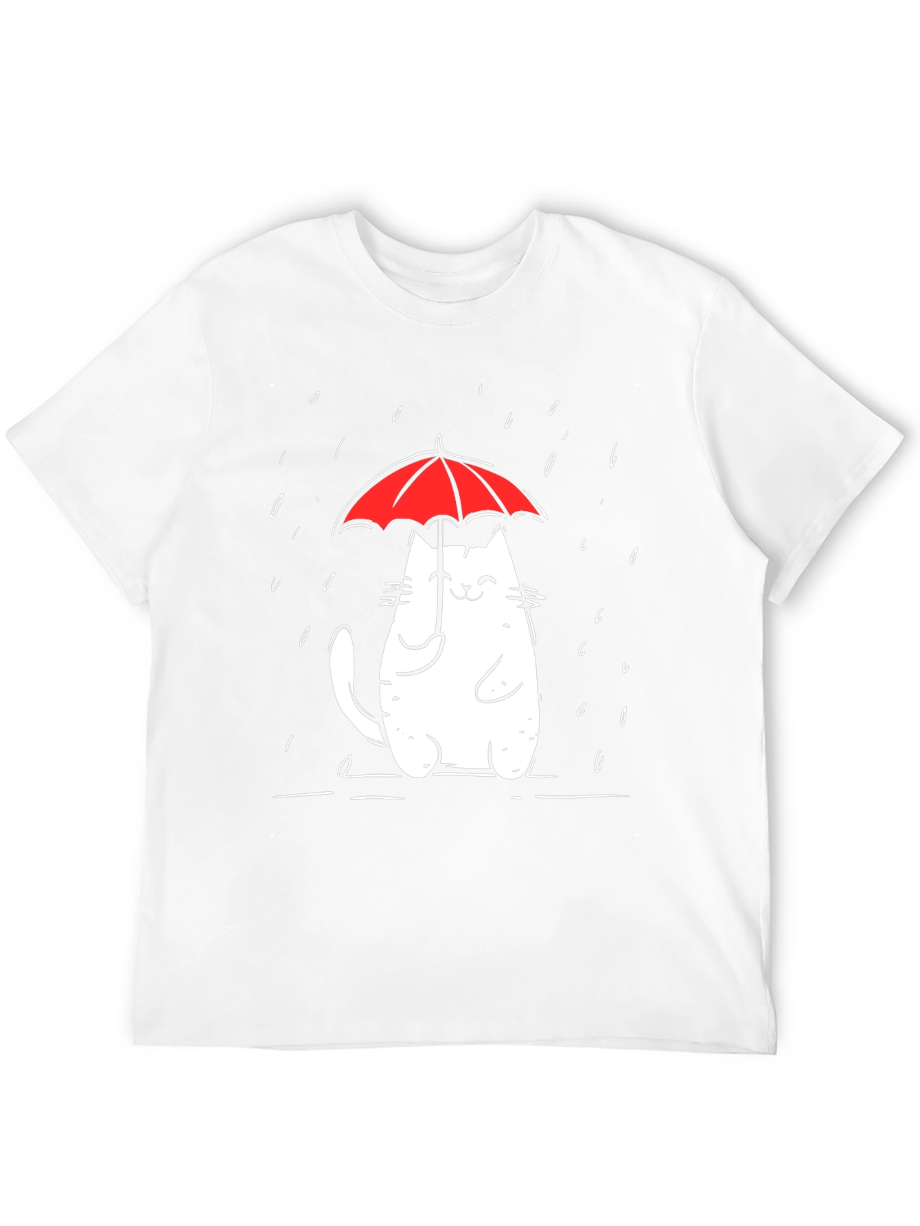 Black Cute Cat Umbrella Graphic Tee - Black Cotton Comfort view 12