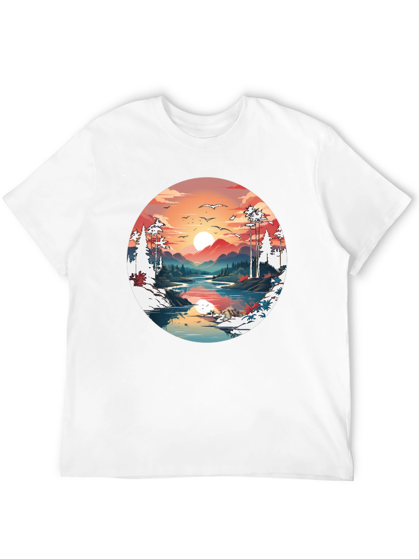 Black Sunset Lake Graphic Tee view 12