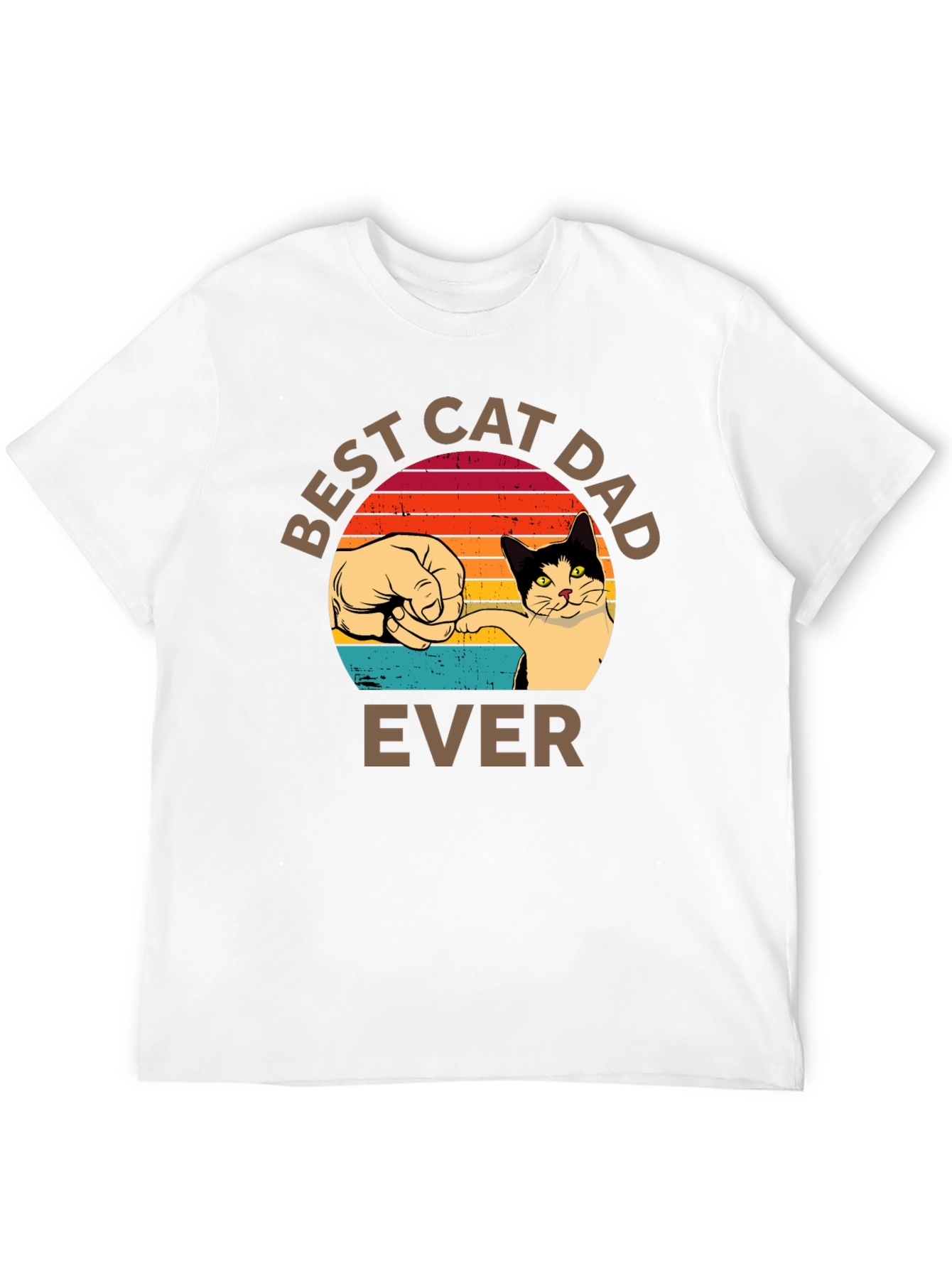 Black Best Cat Dad Ever T-Shirt Retro Sunset view 12