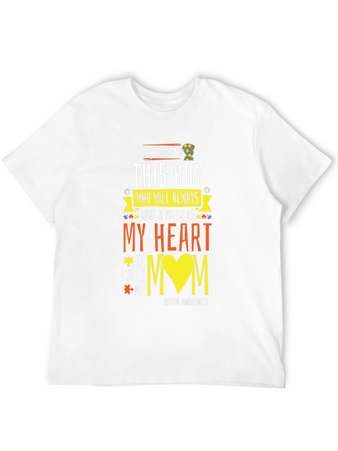 Black Autism Awareness T-Shirt "My Heart" Design view 12