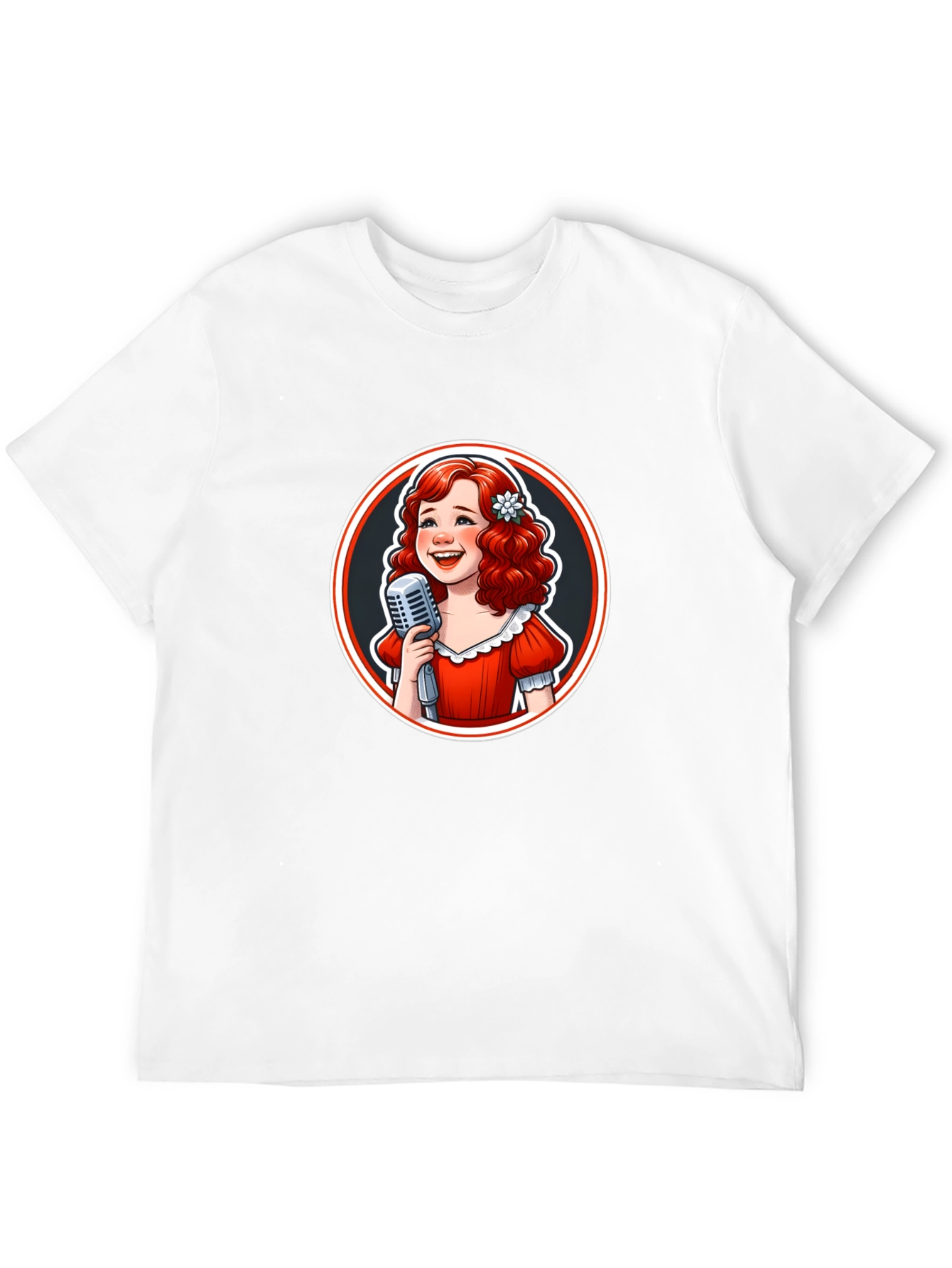 Black Retro Singer Graphic Tee - Black Cotton T-Shirt view 12