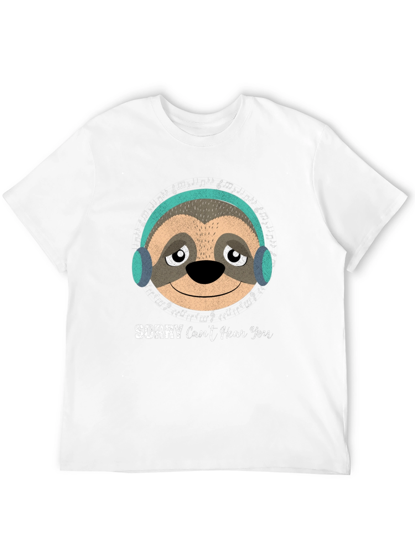 Black Sloth Headphones Graphic T-Shirt - Sorry Can't Hear You view 12